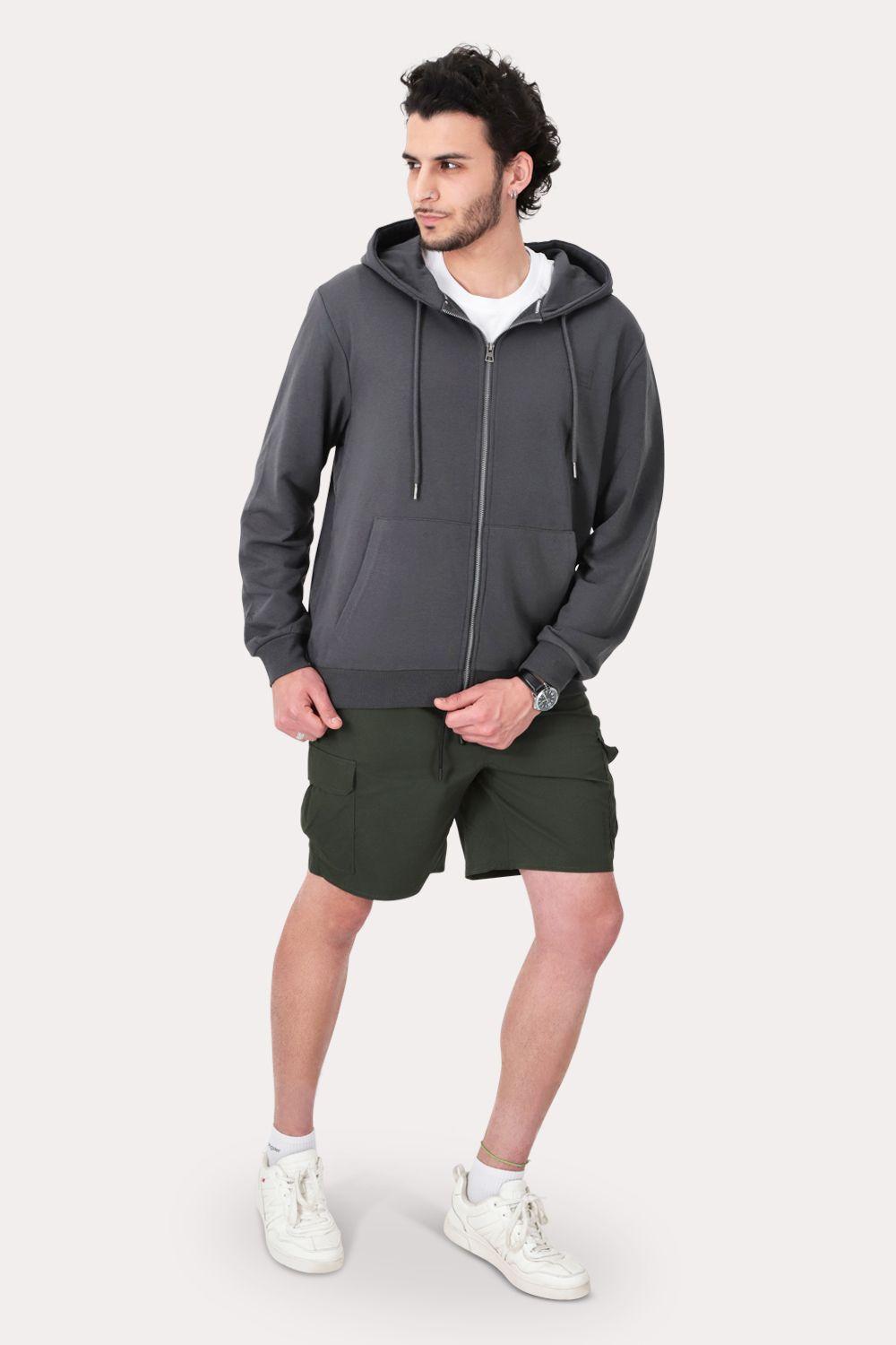 Poleron Full Zipper Fleece Loop Gris-3