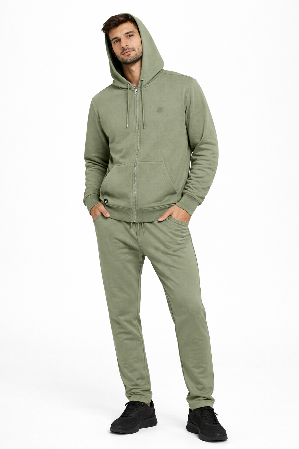 Poleron Fullzipper Step Verde Oliva-2