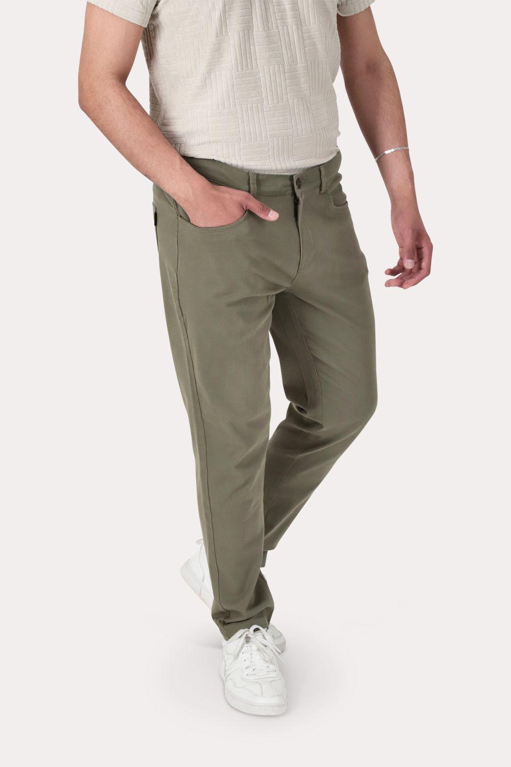 Plus Pantalon Canvas Liso Keele Verde Militar-0