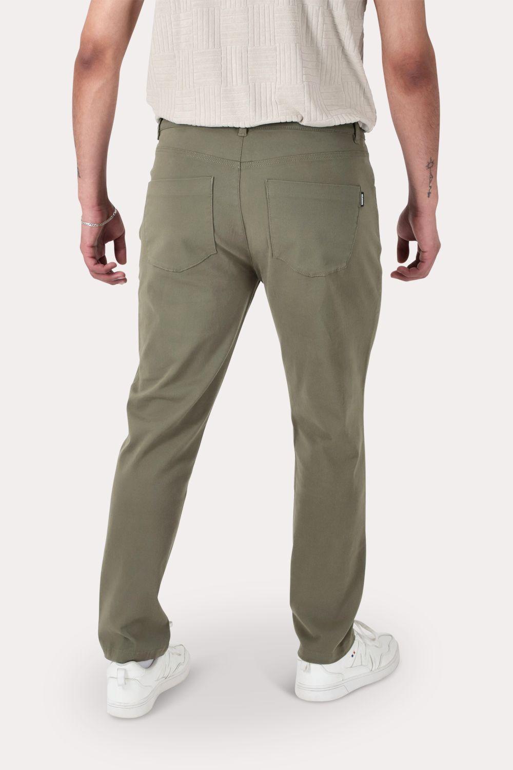 Plus Pantalon Canvas Liso Keele Verde Militar-1