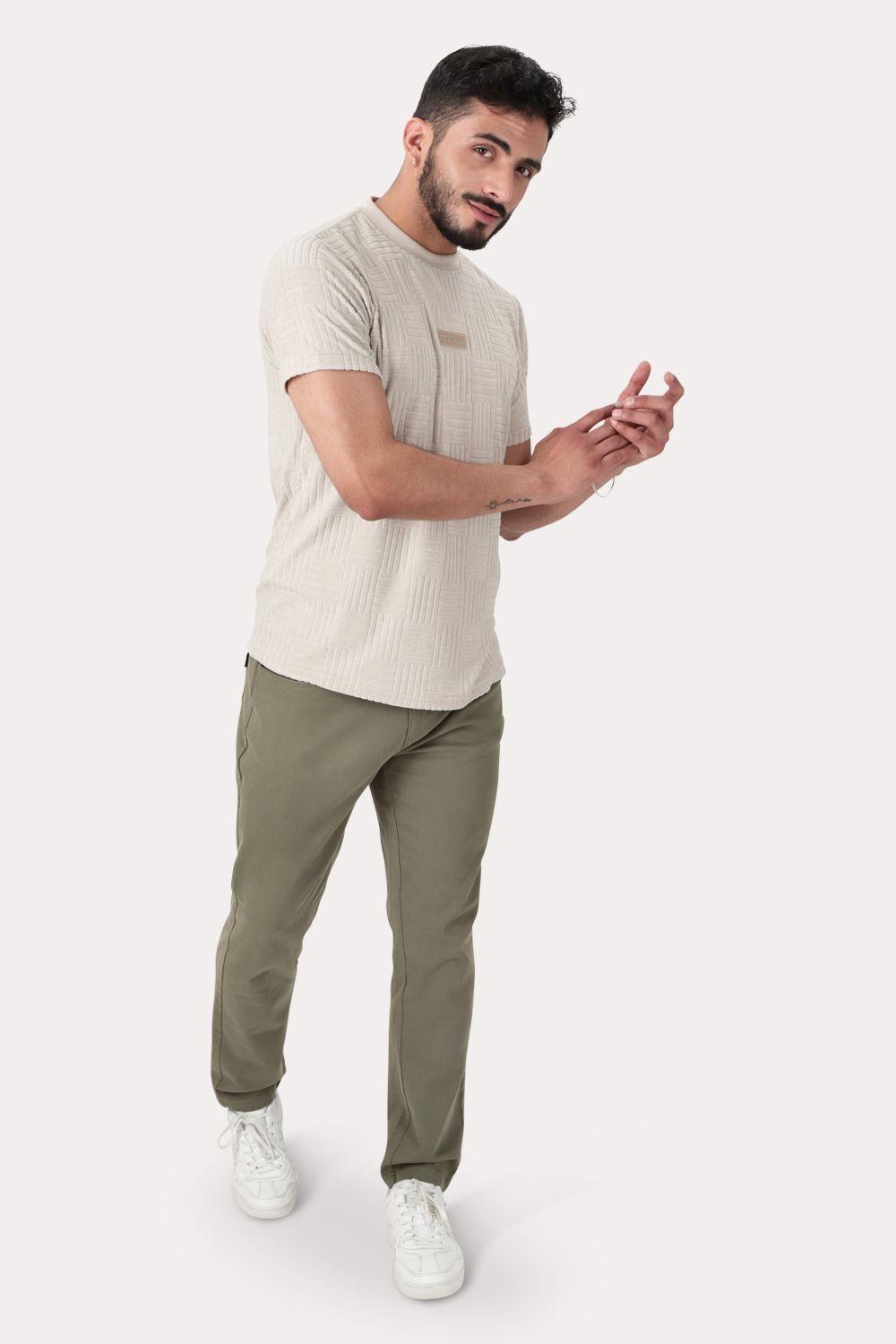 Plus Pantalon Canvas Liso Keele Verde Militar-3