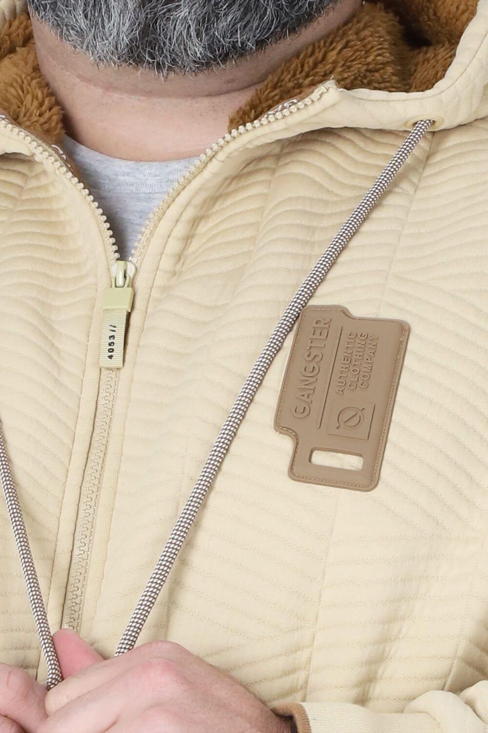 Plus Poleron Full Zipper Jacquard Sherpa Nebula Beige Gangster-2