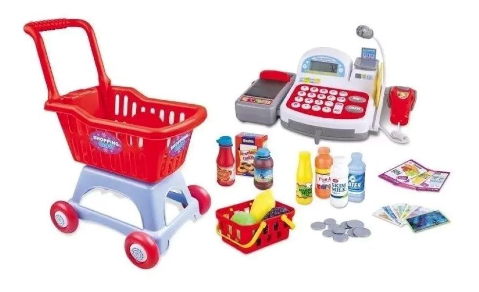 Set Caja Registradora Y Carro De Supermercado Grande-3