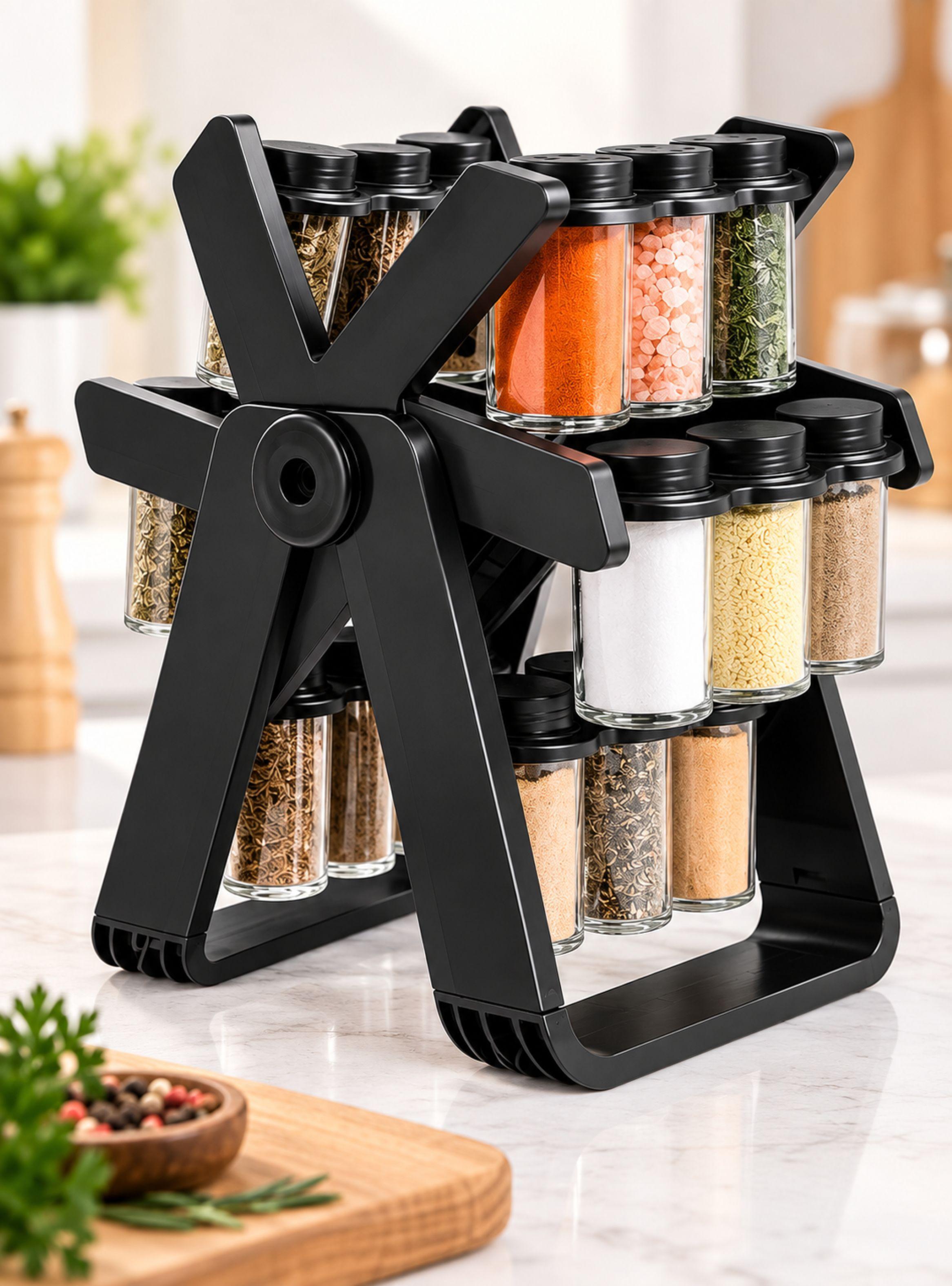 Especiero Giratorio 360 Organizador Cocina 18 Frascos Vidrio-1