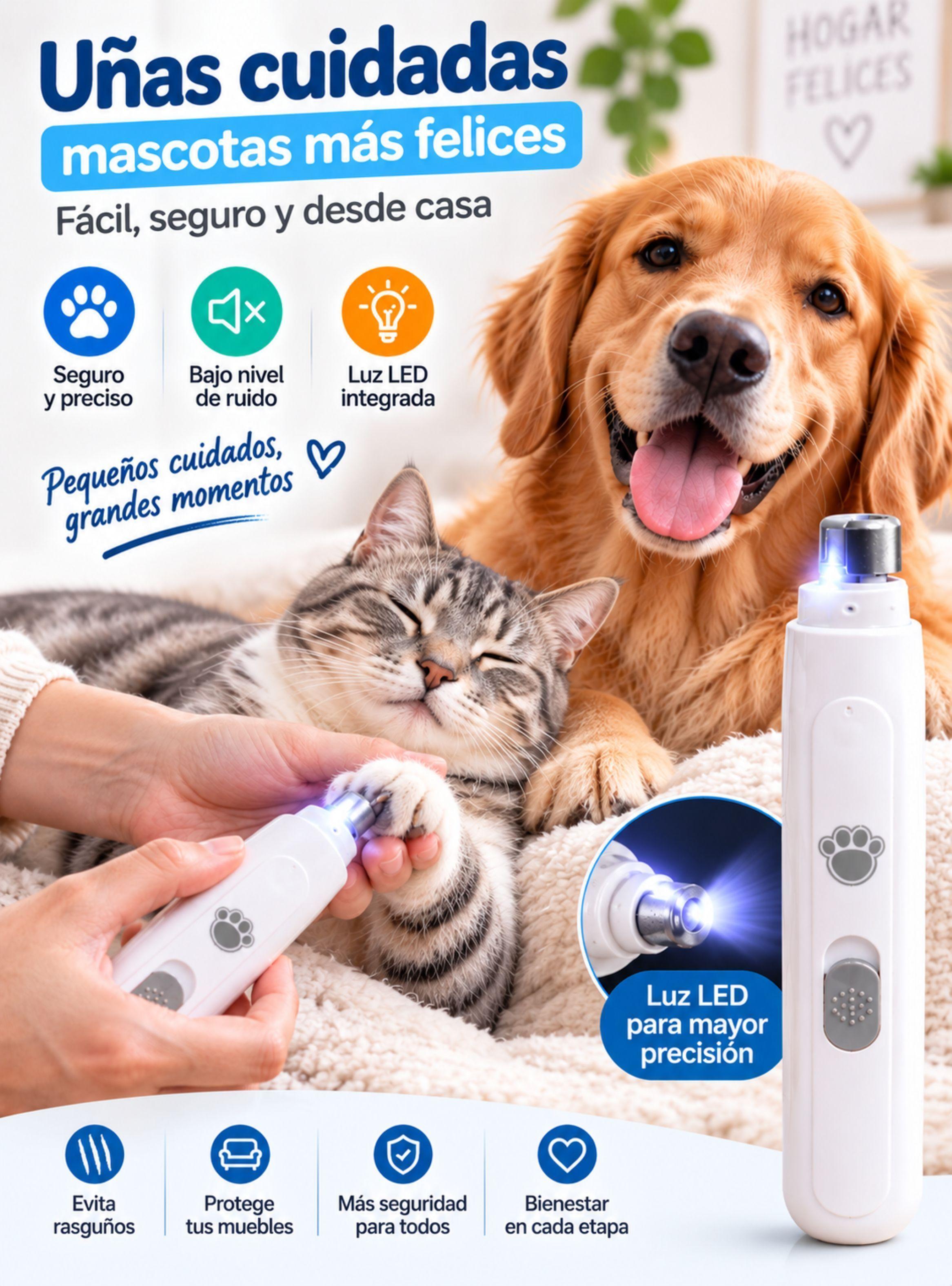 Limador El ctrico de U as para Perros y Gatos Recargable USB con Luz LED-3