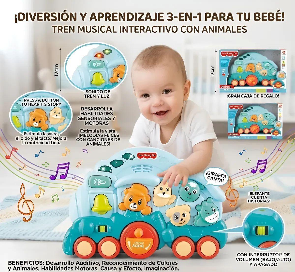 Tren Didáctico De Animalitos Luces Sonido Juguete Bebes-6