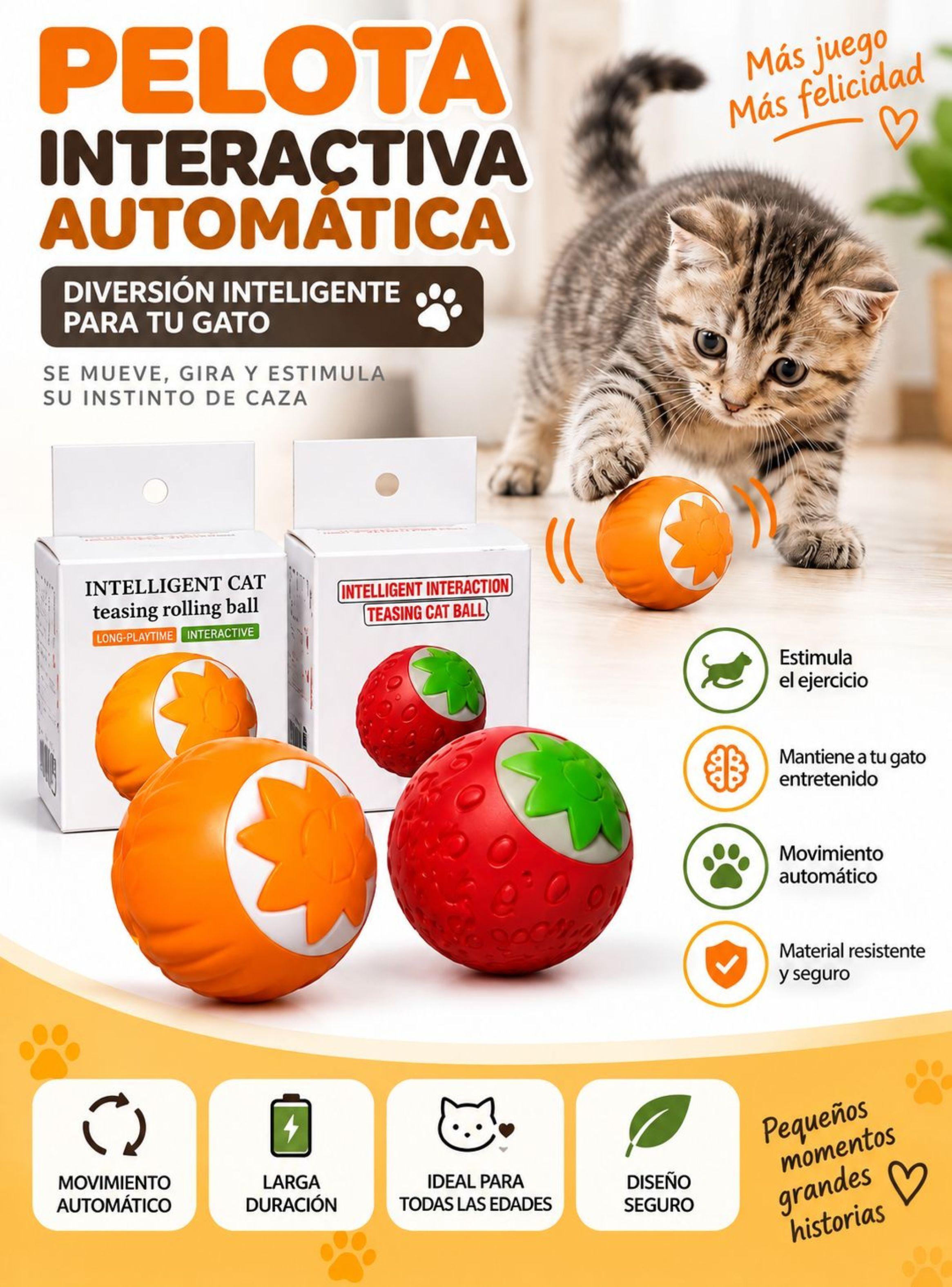 Pelota Interactiva Autom tica Para Gatos Juguete Inteligente-0