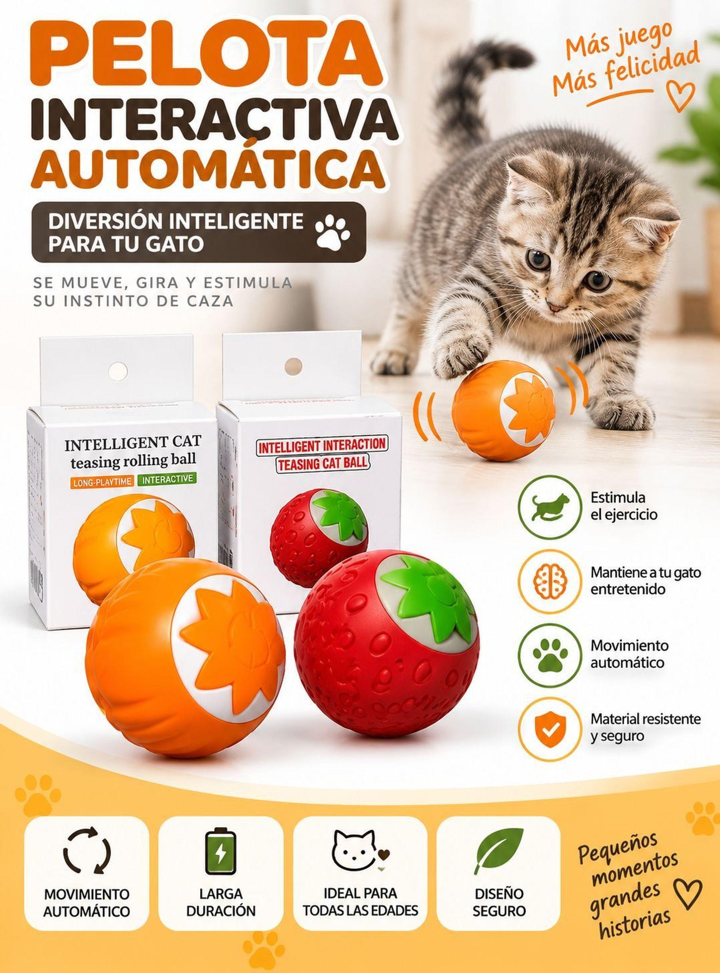 Pelota Interactiva Autom tica Para Gatos Juguete Inteligente-3
