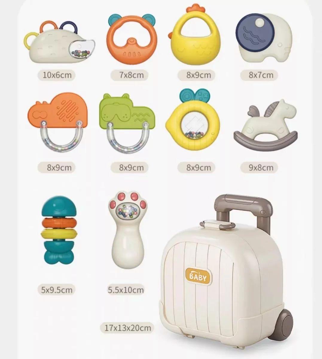 Sonajeros Y Mordedor De 10 Piezas Con Estuche Para Bebe-2