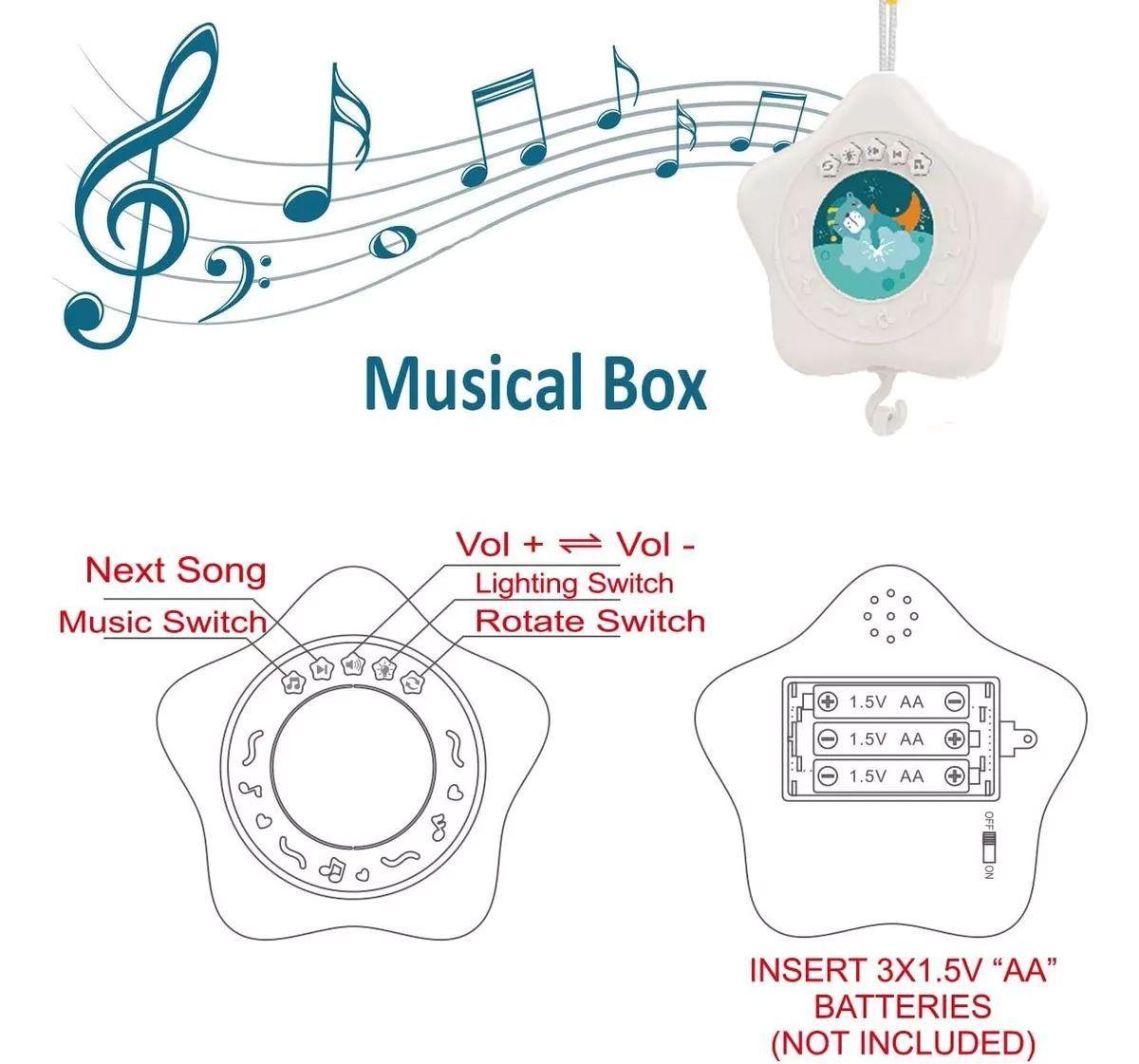 Móvil De Bebe Proyector Musical De Animales-3