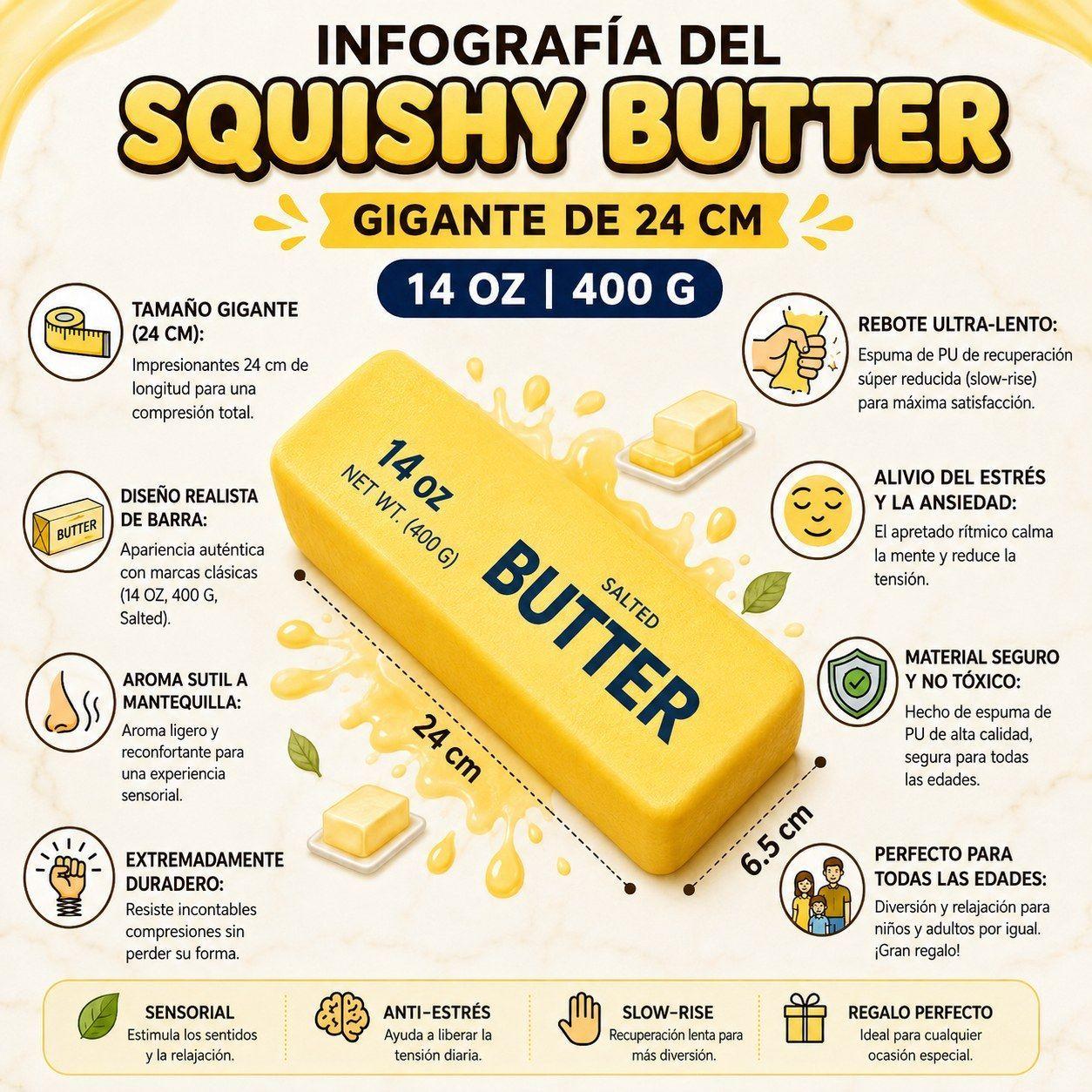 Butter Squishy Barra Mantequilla Gigante Antiestr s 24 cm-2