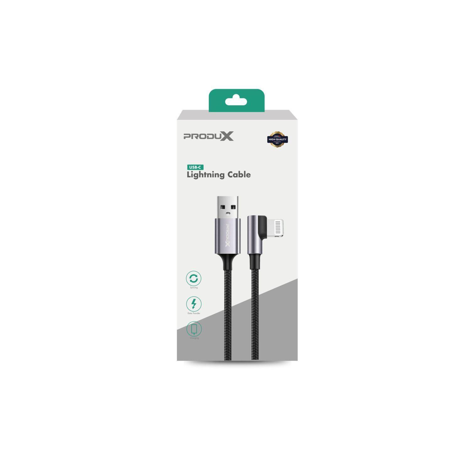 Cables Carga y Datos USB A Lightning 2 4A L 90 Negro trenzado 1M-0
