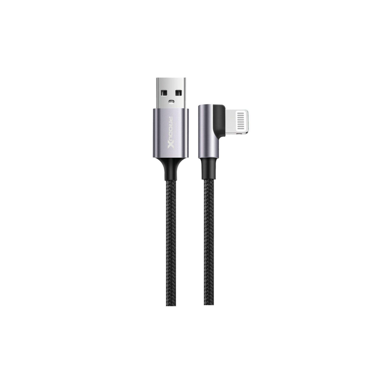 Cables Carga y Datos USB A Lightning 2 4A L 90 Negro trenzado 1M-1