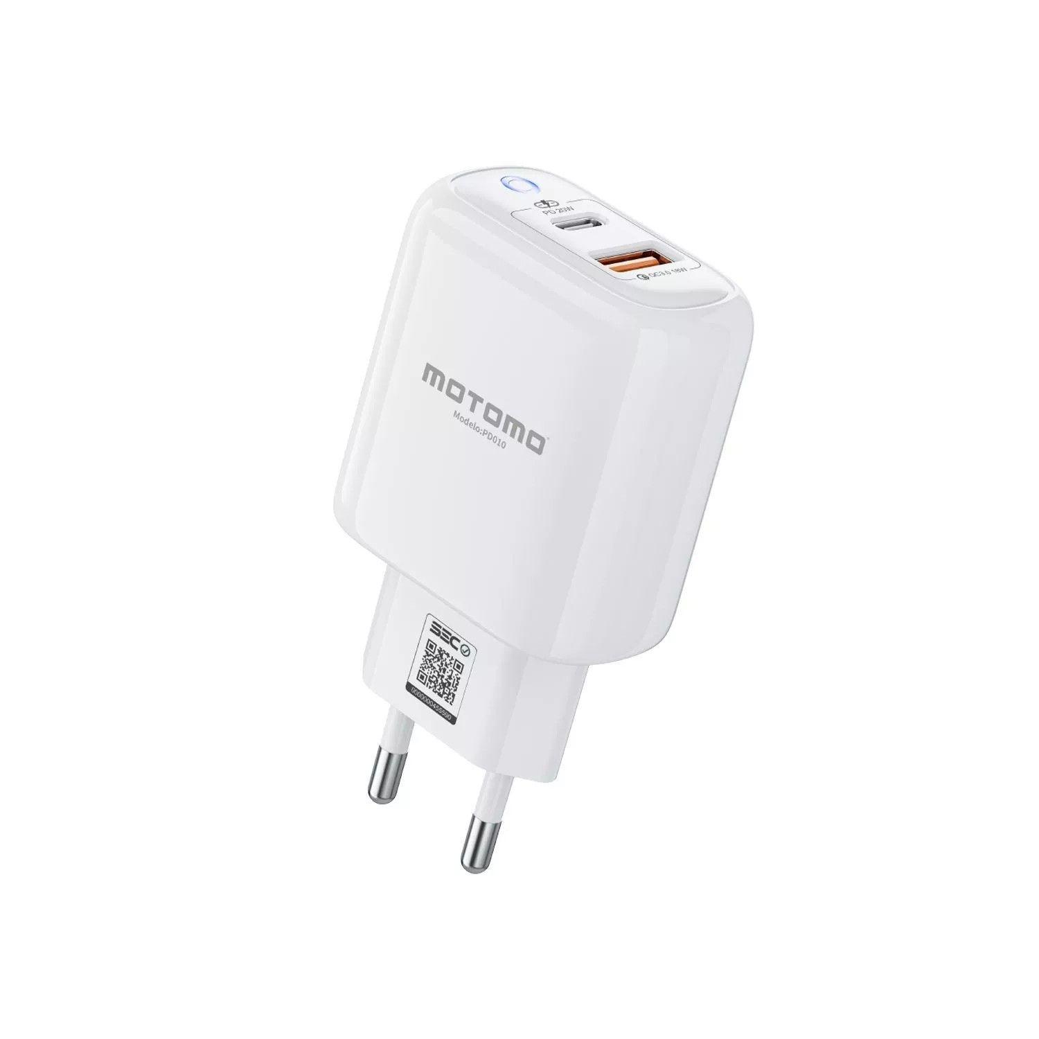 Cargador Universal de Pared Con Cable 2 Puertos Usb-C C-C de 20W Compatible con Android-Apple-2