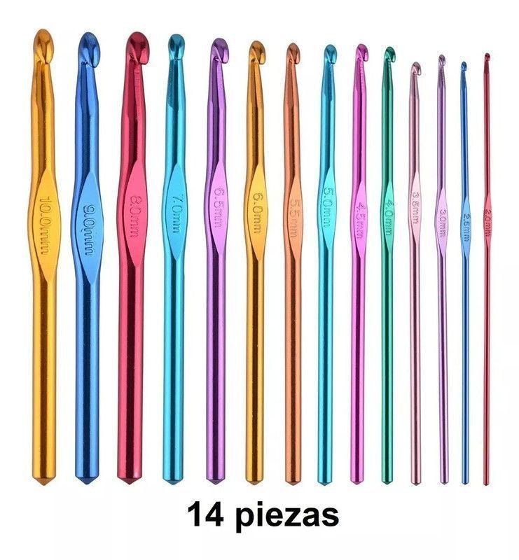Set De 14 Crochet Palillos Metalicos (2 A 10mm)-0