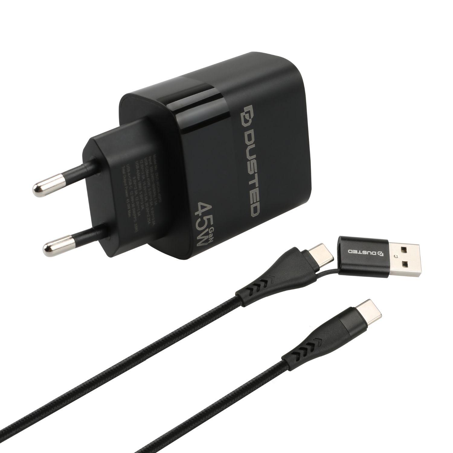 Cargador Gan 45w Carga Rapida Con Cable 2en1 Dusted-0