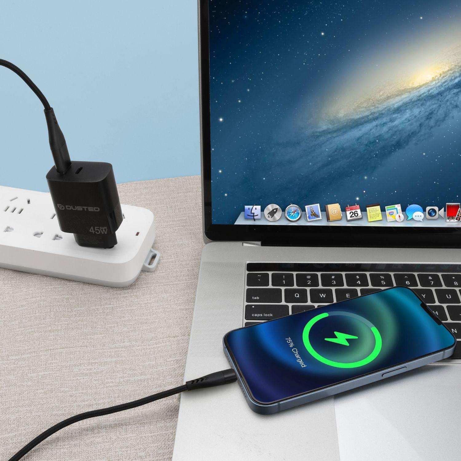 Cargador Gan 45w Carga Rapida Con Cable 2en1 Dusted-8