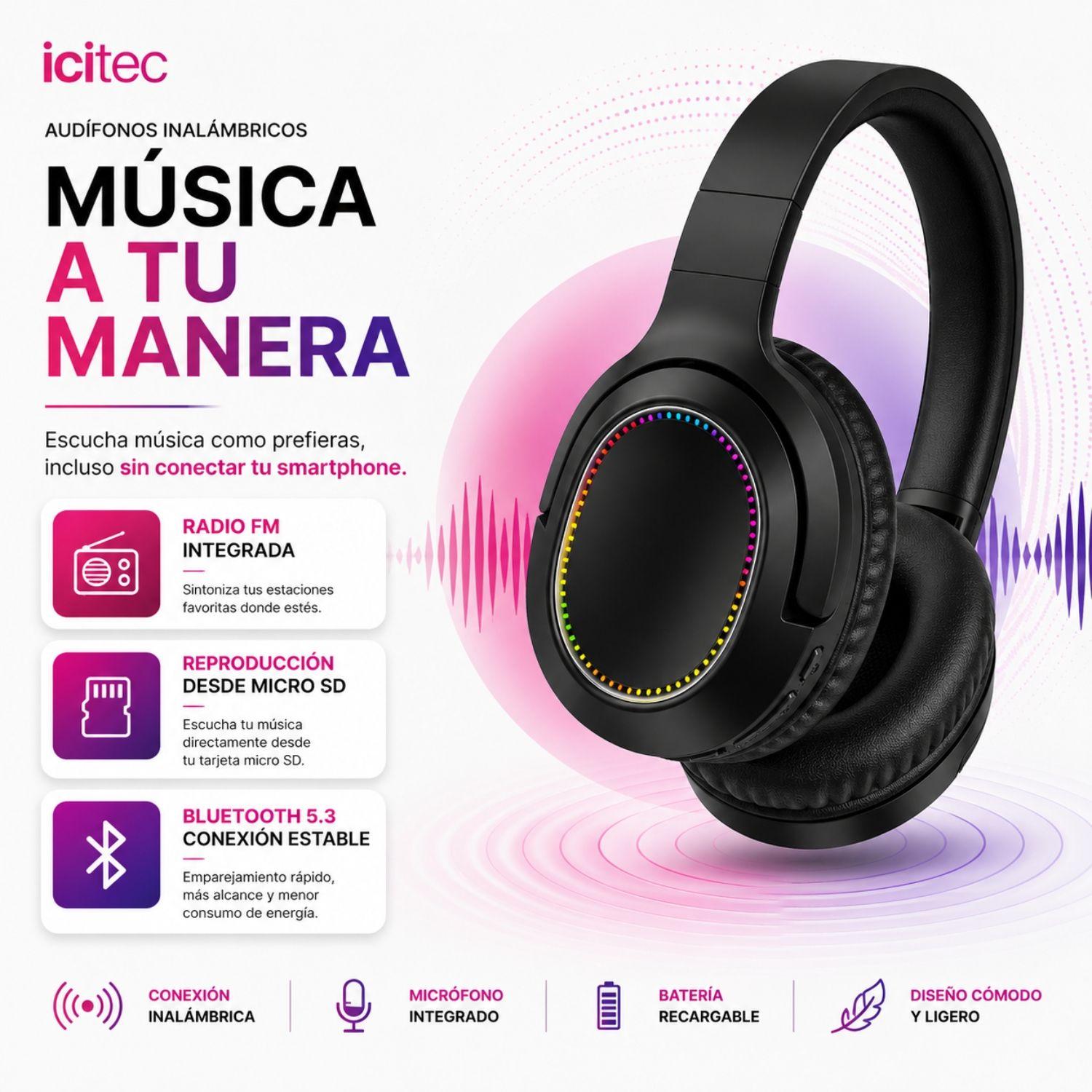 Audífonos Icitec EQU con Luz RGB-3