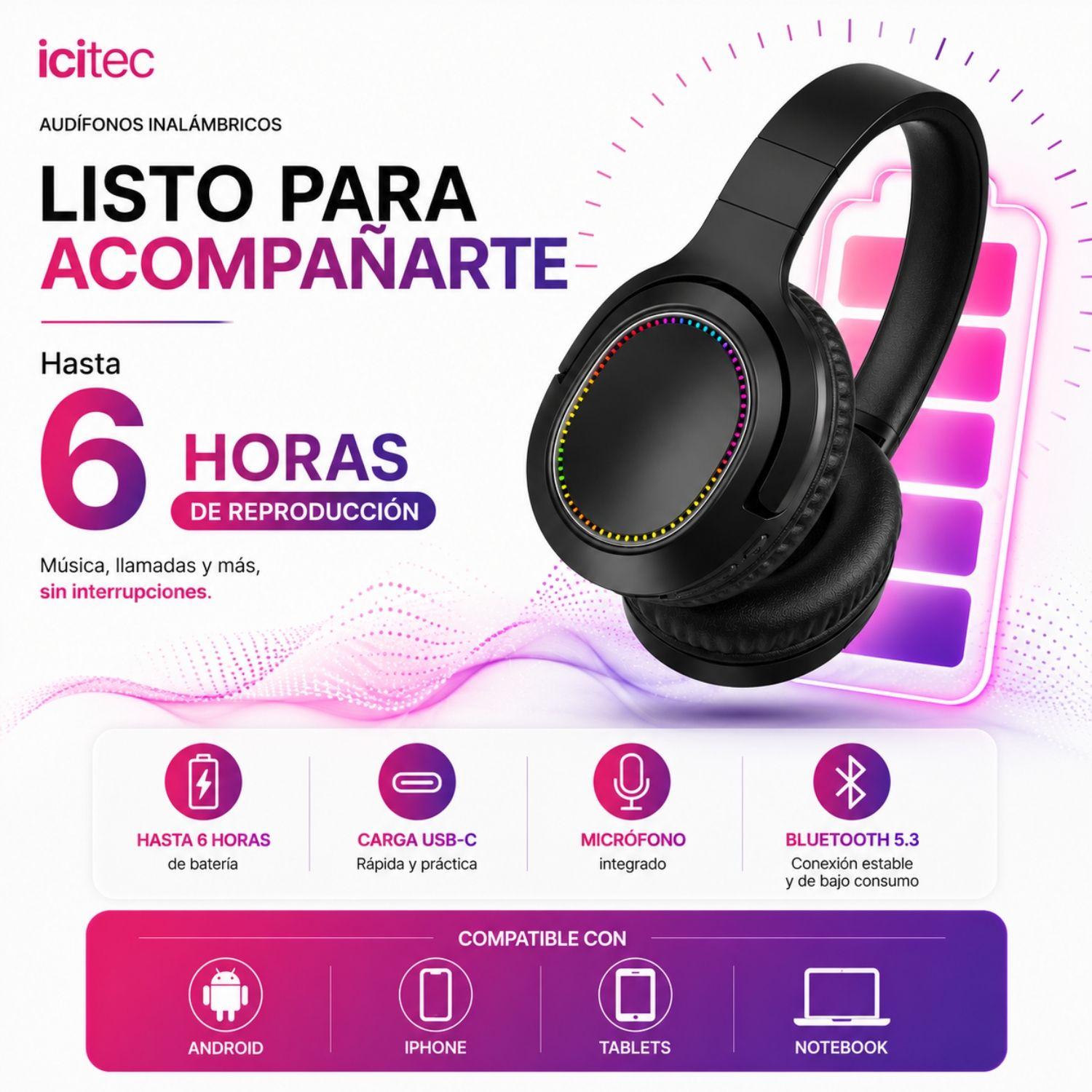 Audífonos Icitec EQU con Luz RGB-4