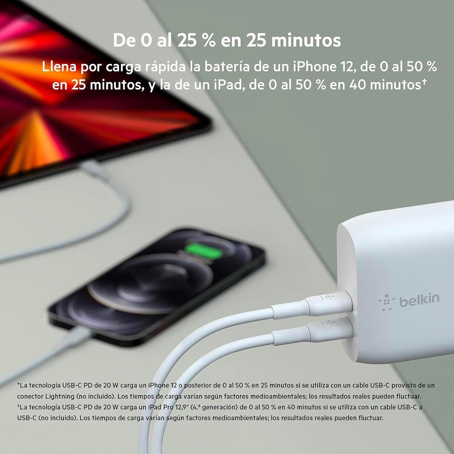 Cargador Dual Belkin 40 W BoostCharge USB-C Blanco-3