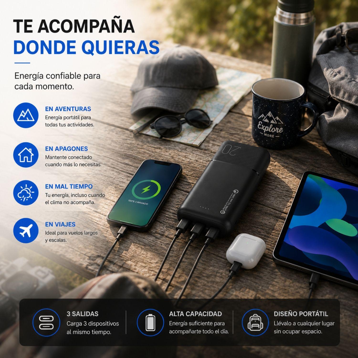 Bateria externa de Carga Rápida 20W 20.000 mAh Dusted Negra-5