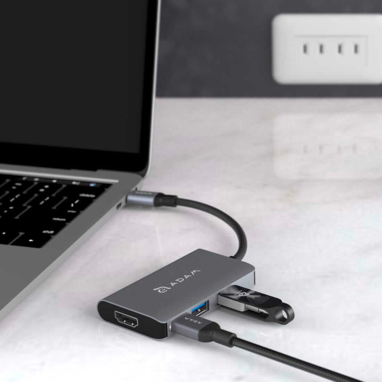 Hub Usb-c A Usb 3.1 X 2, Hdmi Casa Adam Elements Gris-4