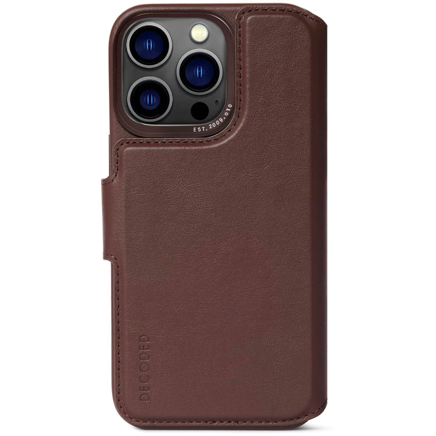 Funda cuero Wallet MagSafe iPhone 14 Pro Max Decoded Café-0