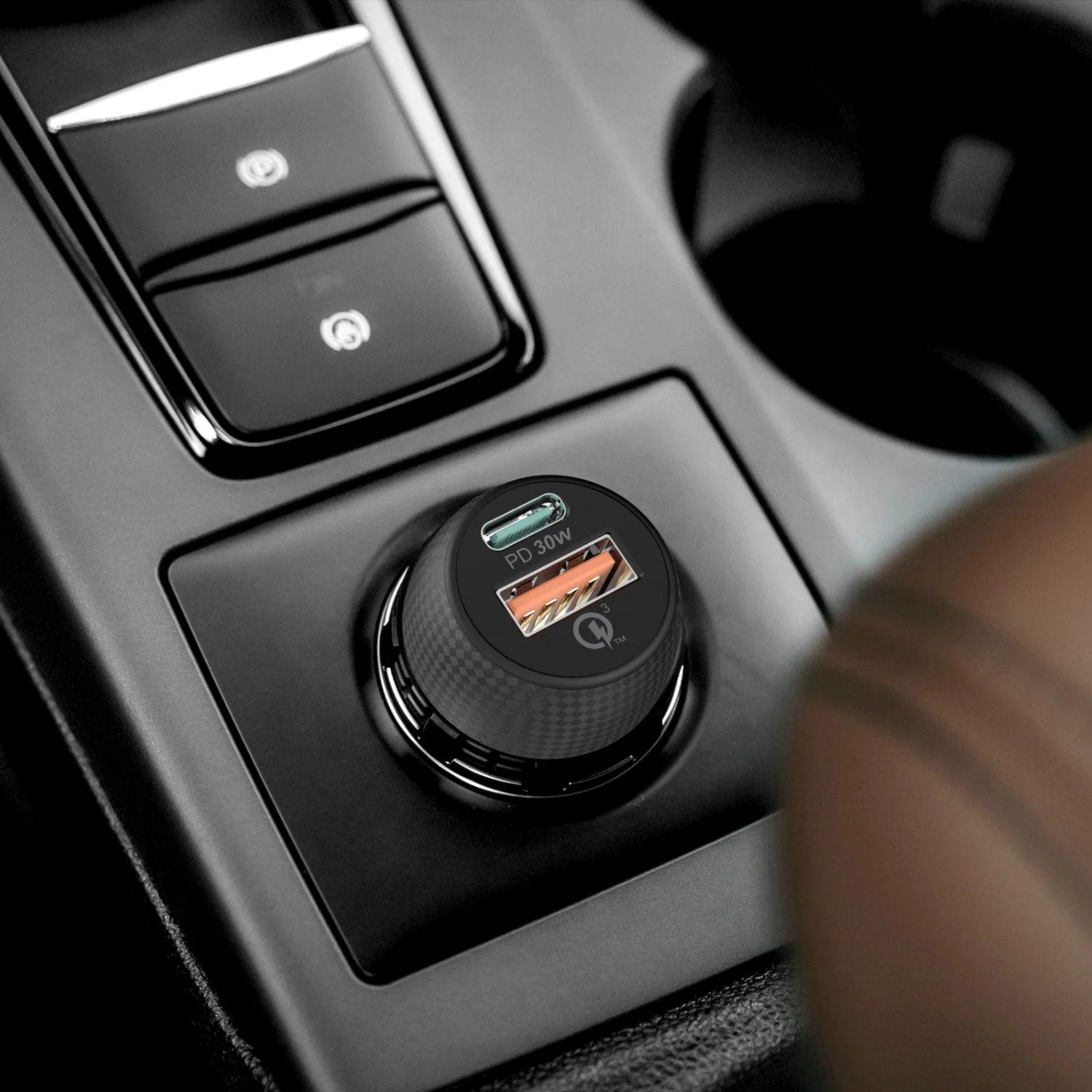 Cargador De Auto Rápido 30W Dusted Negro-6