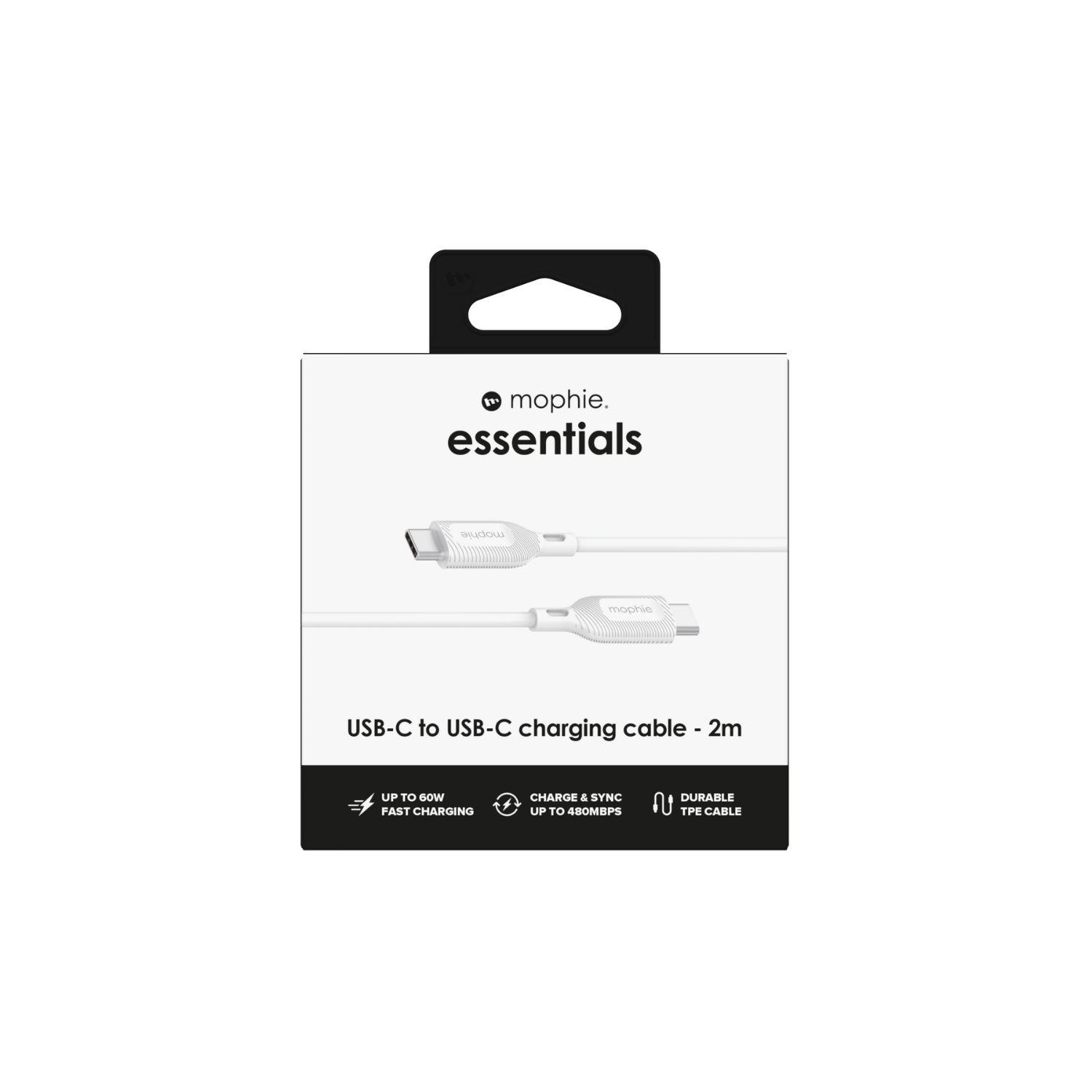 Cable USB-C a USB-C 2m 60W Mophie Blanco-5