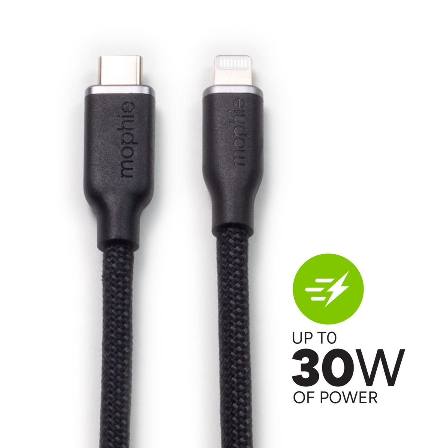 Cable USB-C a Lightning 2m 30W Mophie Negro-6