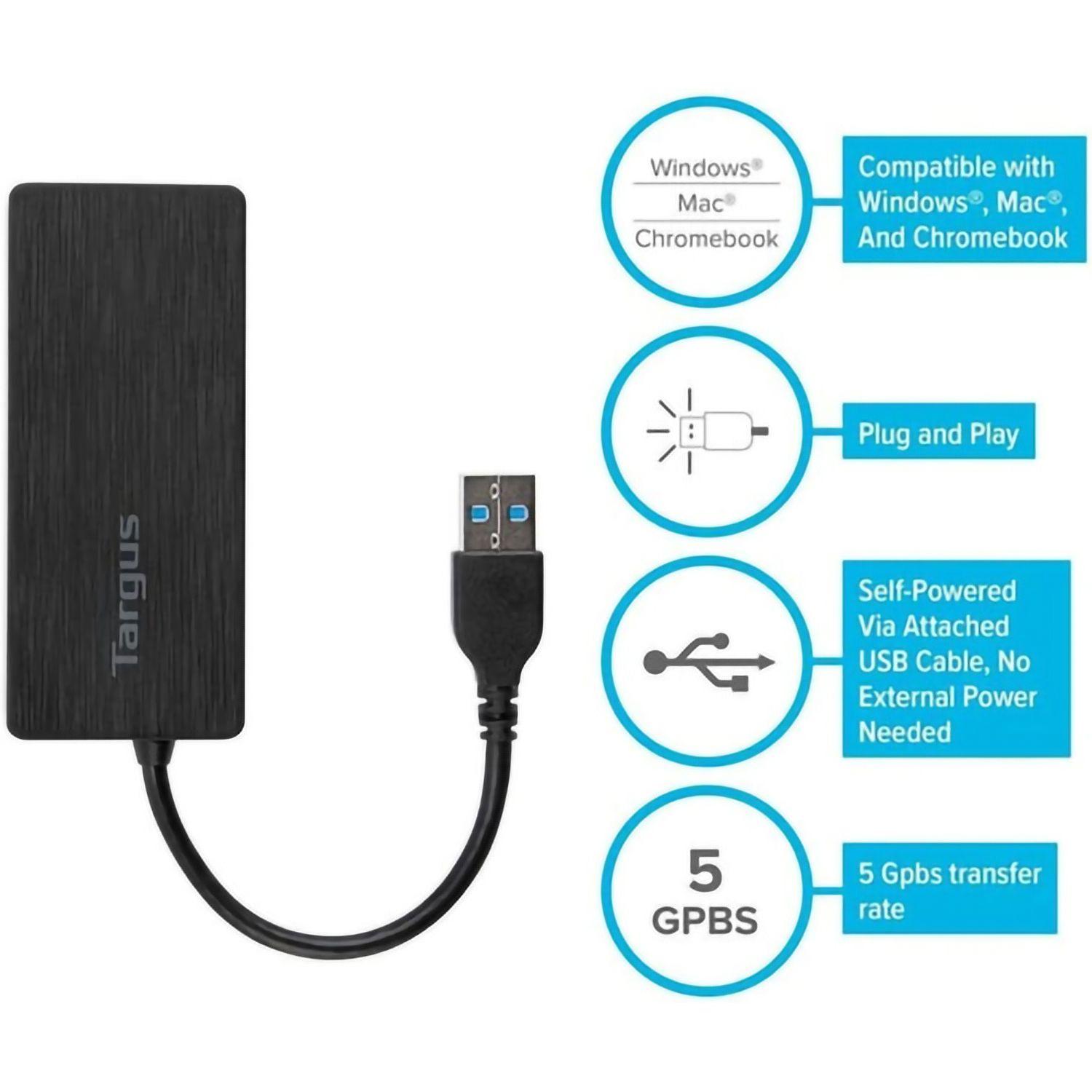Hub Adaptador De 4 Puertos Usb-a 3.0 Targus-3