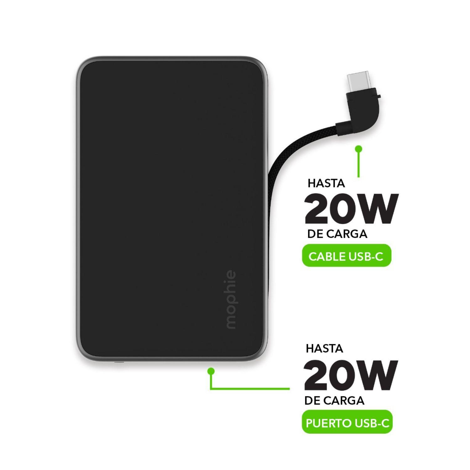 Batería externa 5.000 mAh con cable USB-C 20W Negra-4
