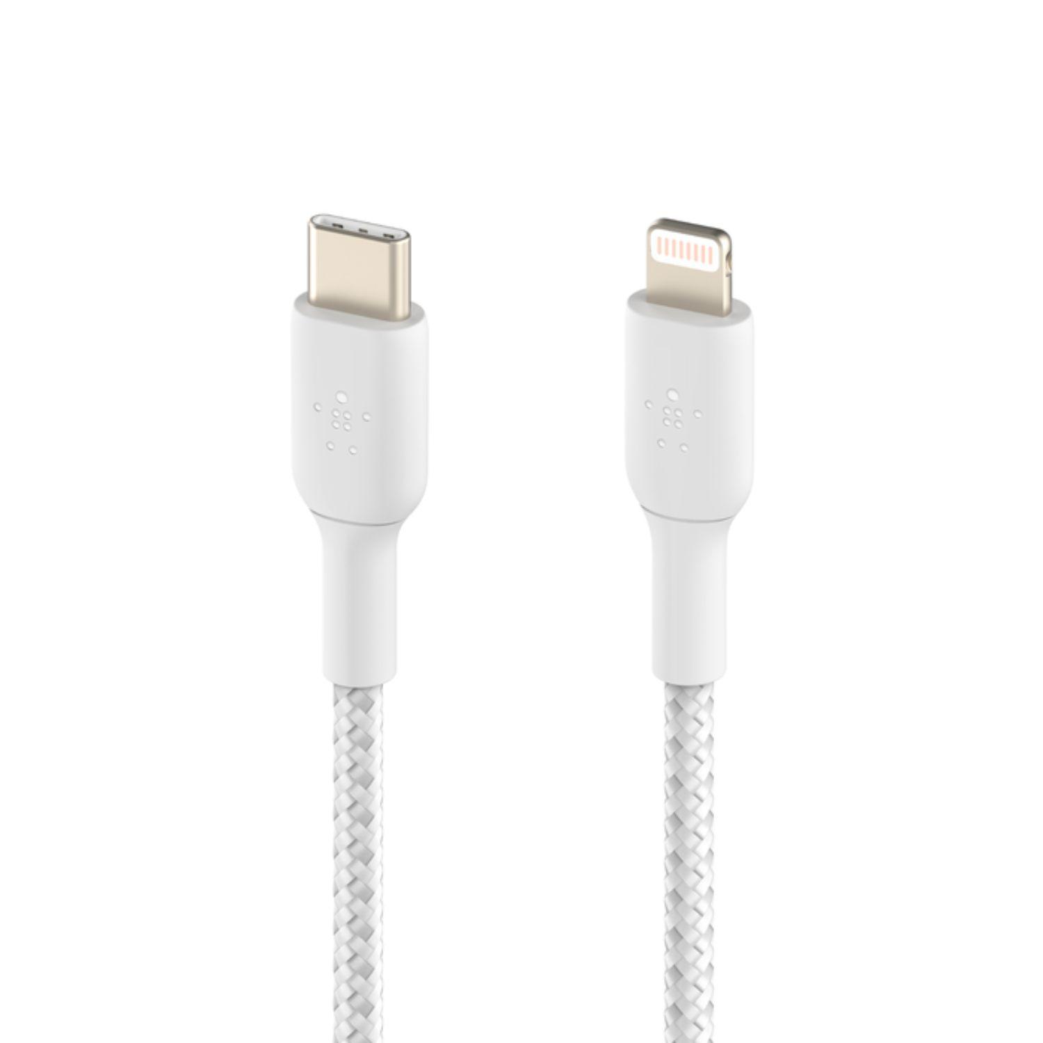 Cable trenzado USB-C a Lightning BOOST CHARGE Blanco-2