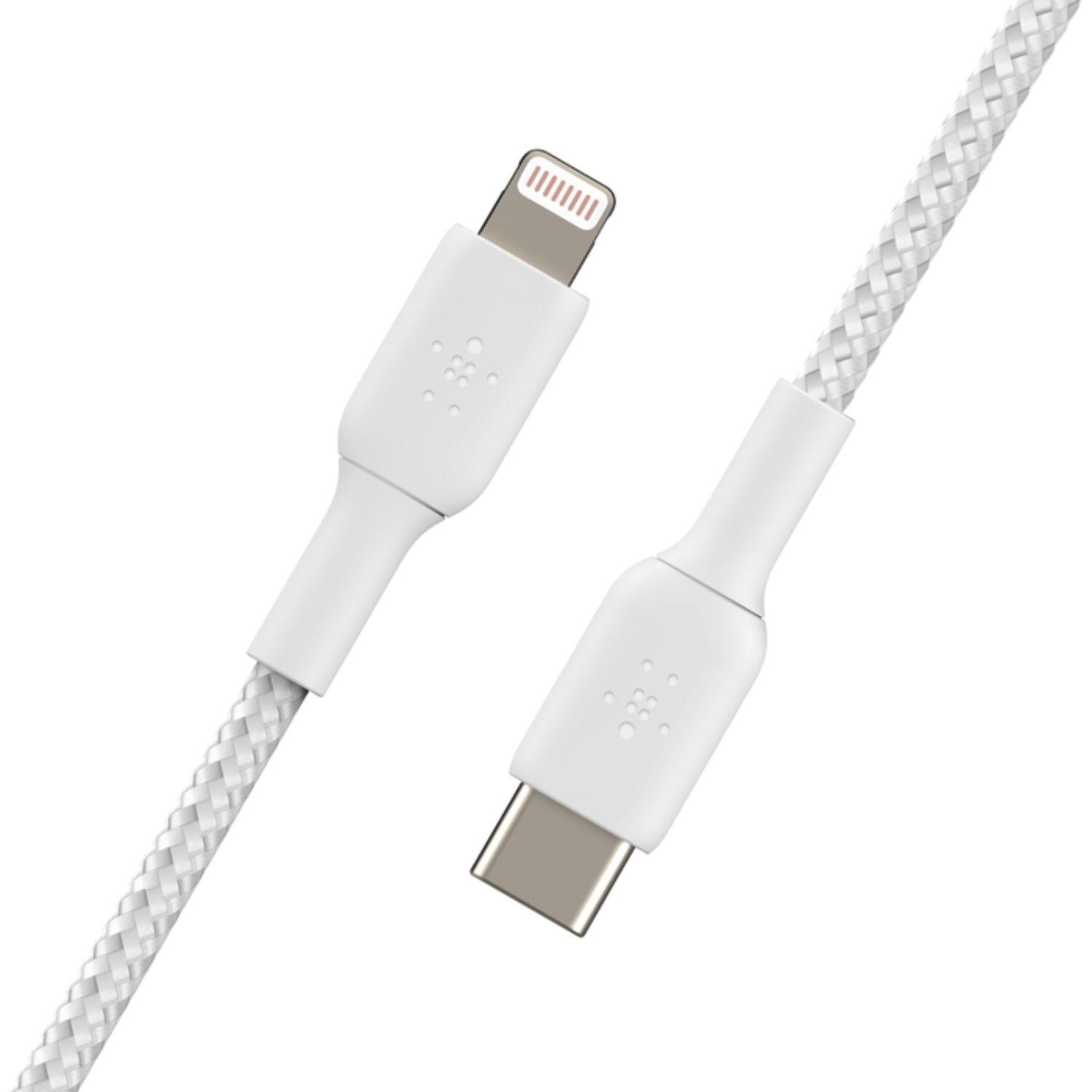 Cable trenzado USB-C a Lightning BOOST CHARGE Blanco-3