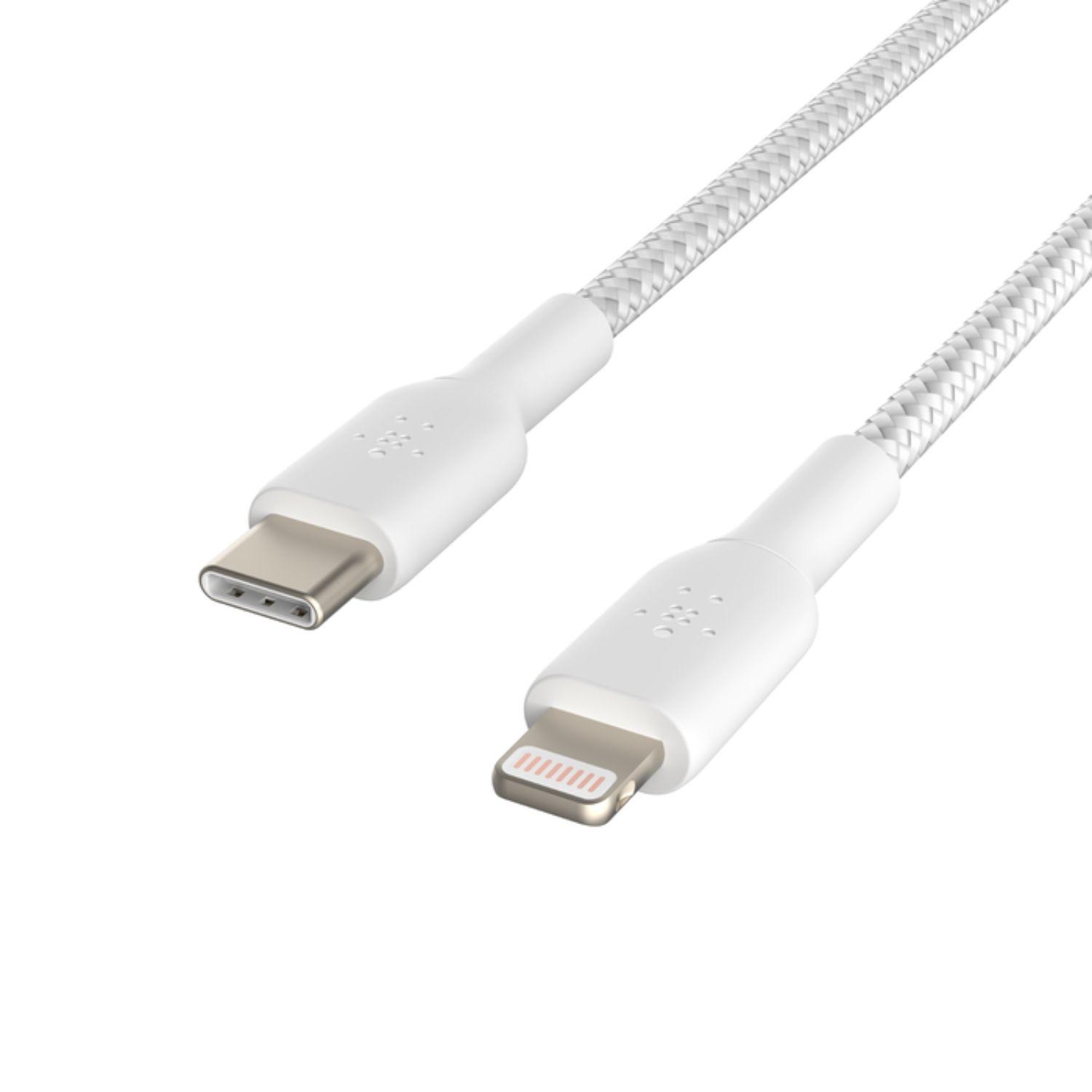 Cable trenzado USB-C a Lightning BOOST CHARGE Blanco-4