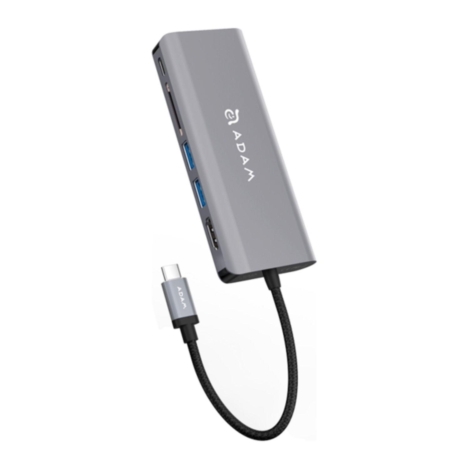 Hub Adaptador Usb-c 6 En 1 Adam Elements Gris-0