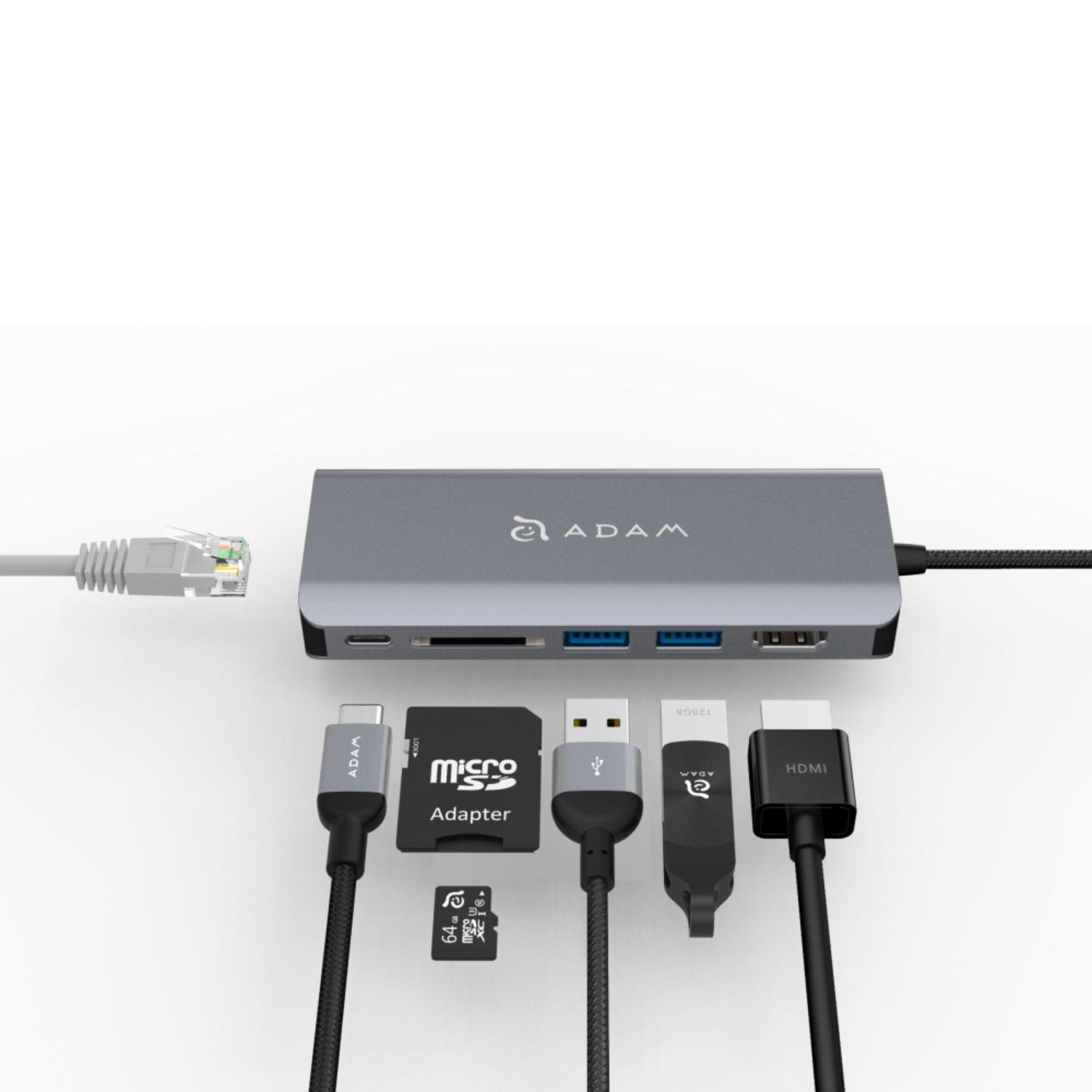 Hub Adaptador Usb-c 6 En 1 Adam Elements Gris-2