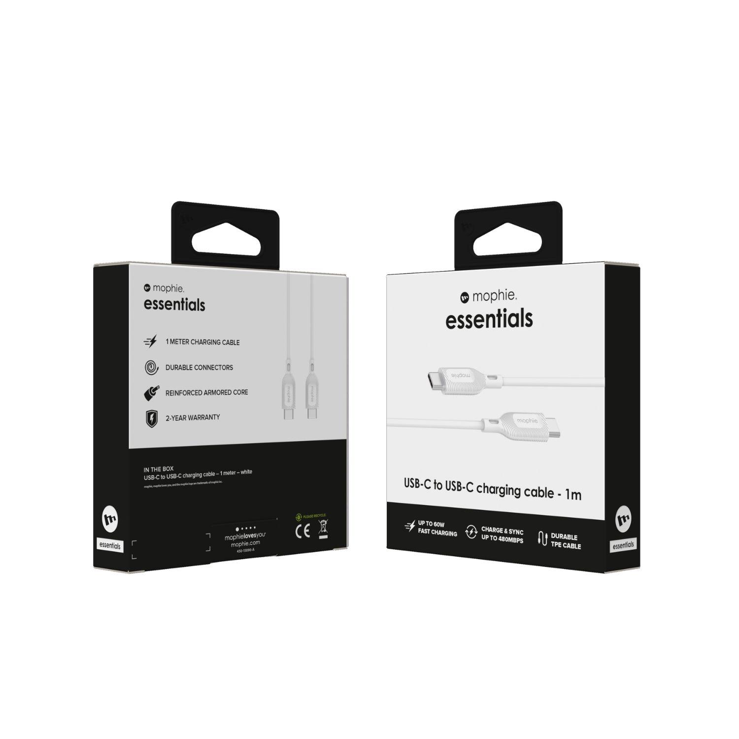 Cable USB-C a USB-C 1m 60W Mophie Blanco-5