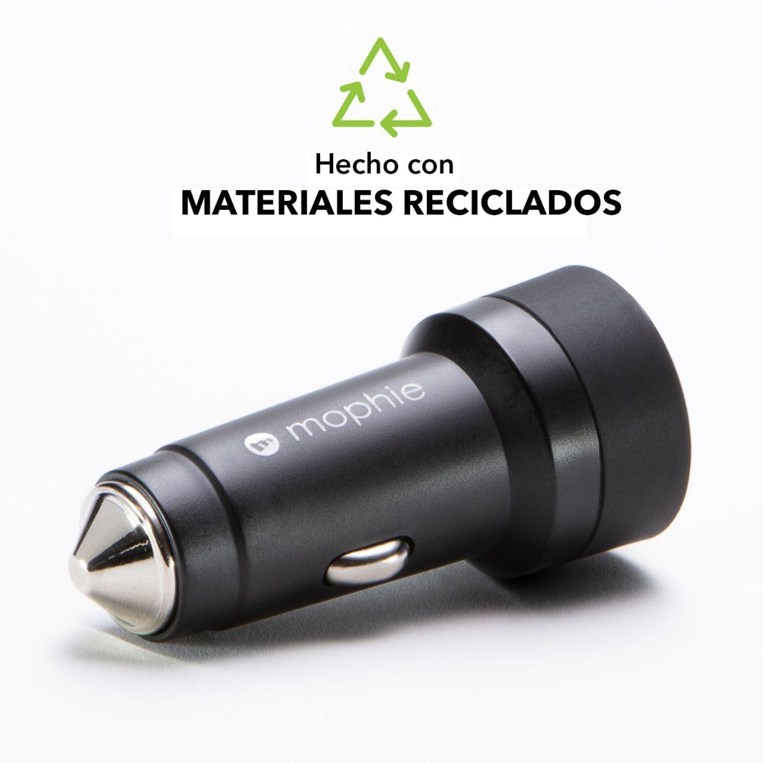 Cargador de auto USB-C 30W Sustentable Mophie Negro-2