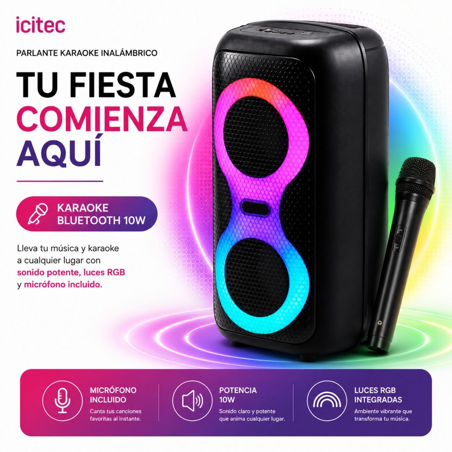 Parlante Karaoke Icitec con Luz RGB-2