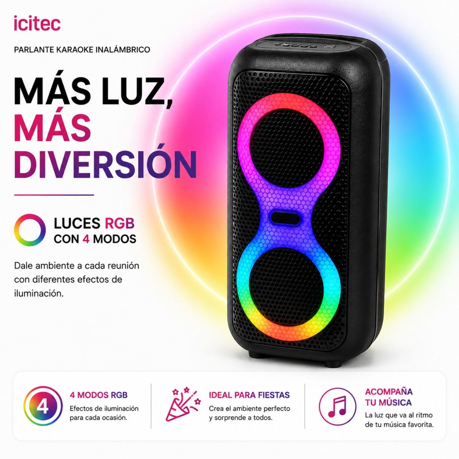 Parlante Karaoke Icitec con Luz RGB-4