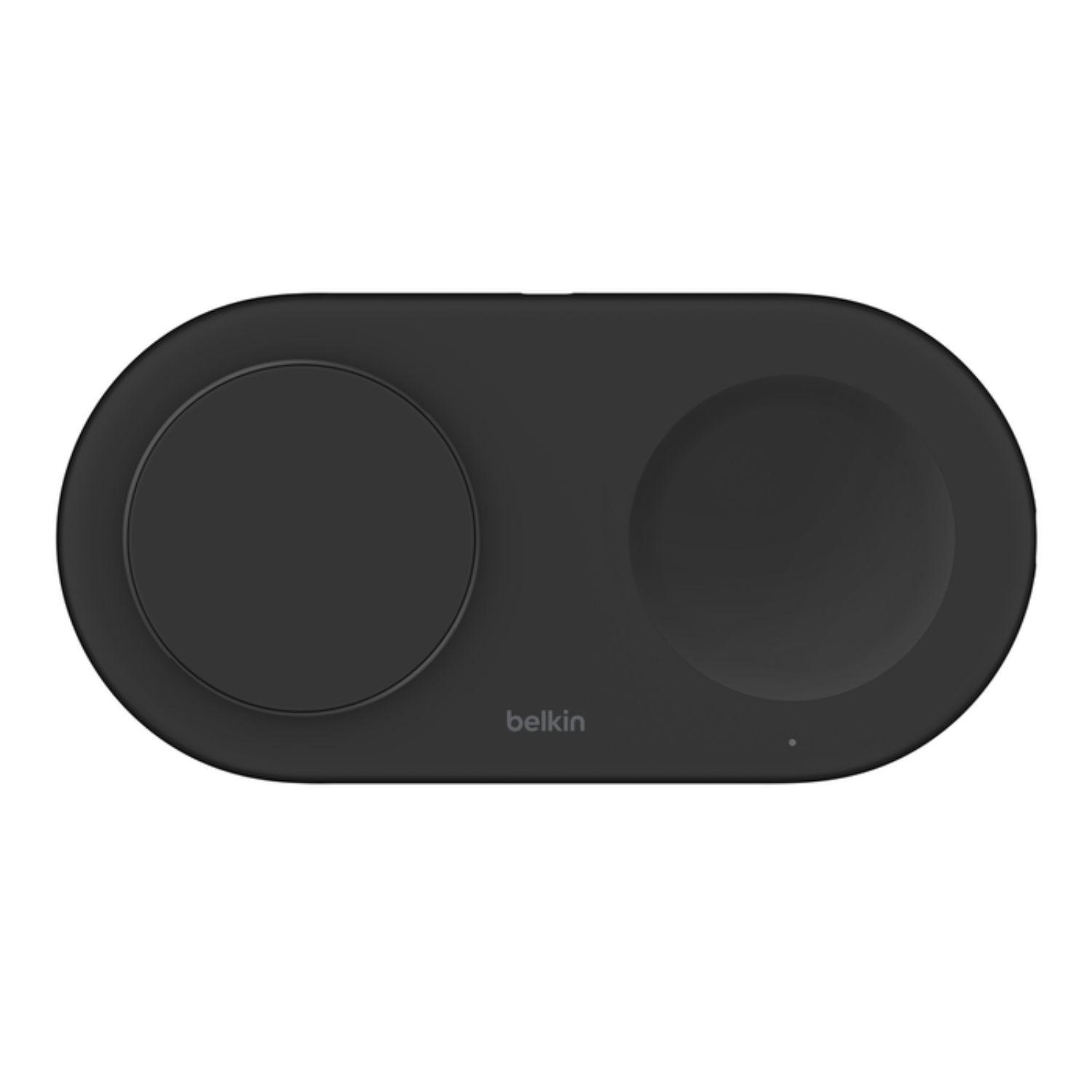 Base de carga 2 en 1 inalambrica plana Qi2 con USB-C Negra-4