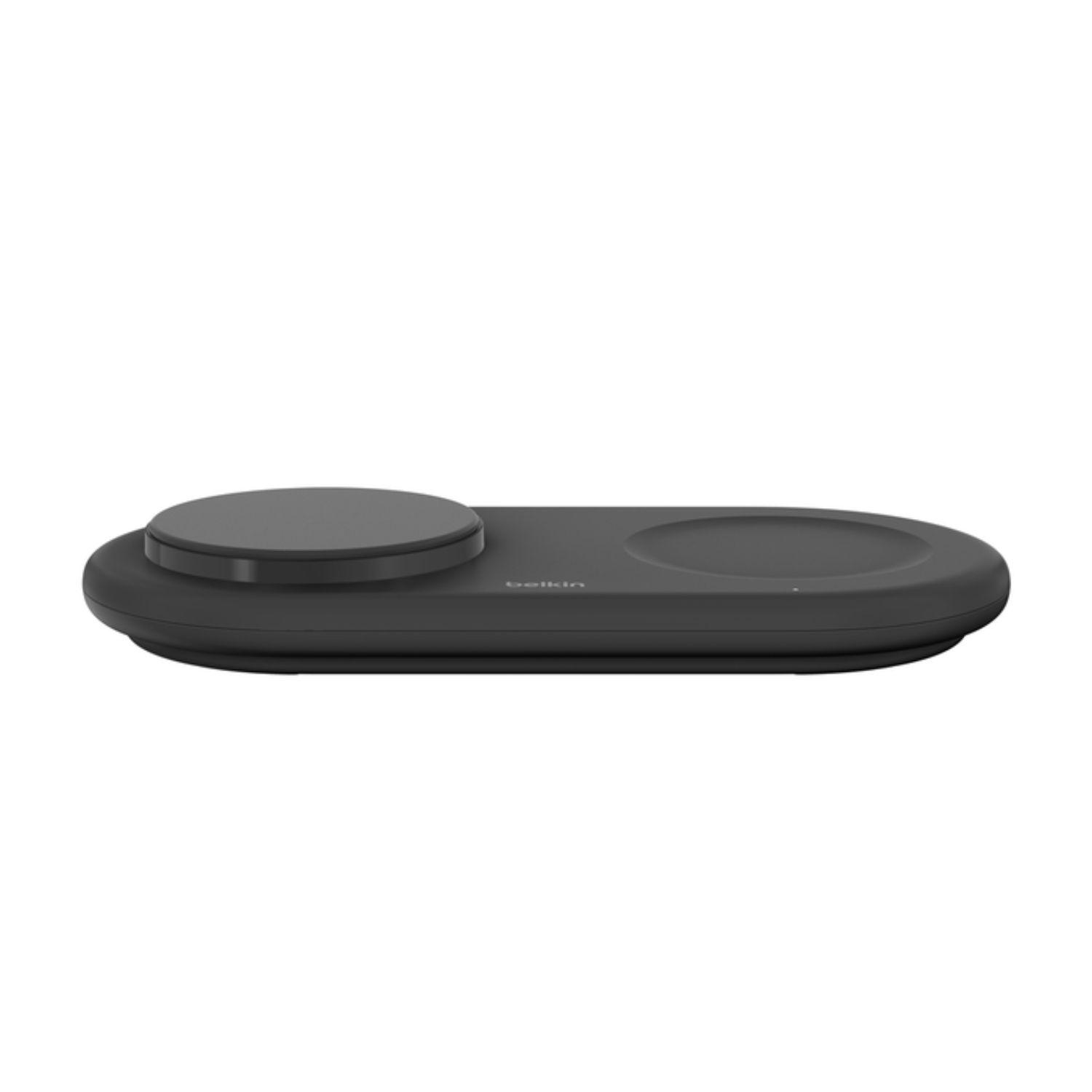 Base de carga 2 en 1 inalambrica plana Qi2 con USB-C Negra-3