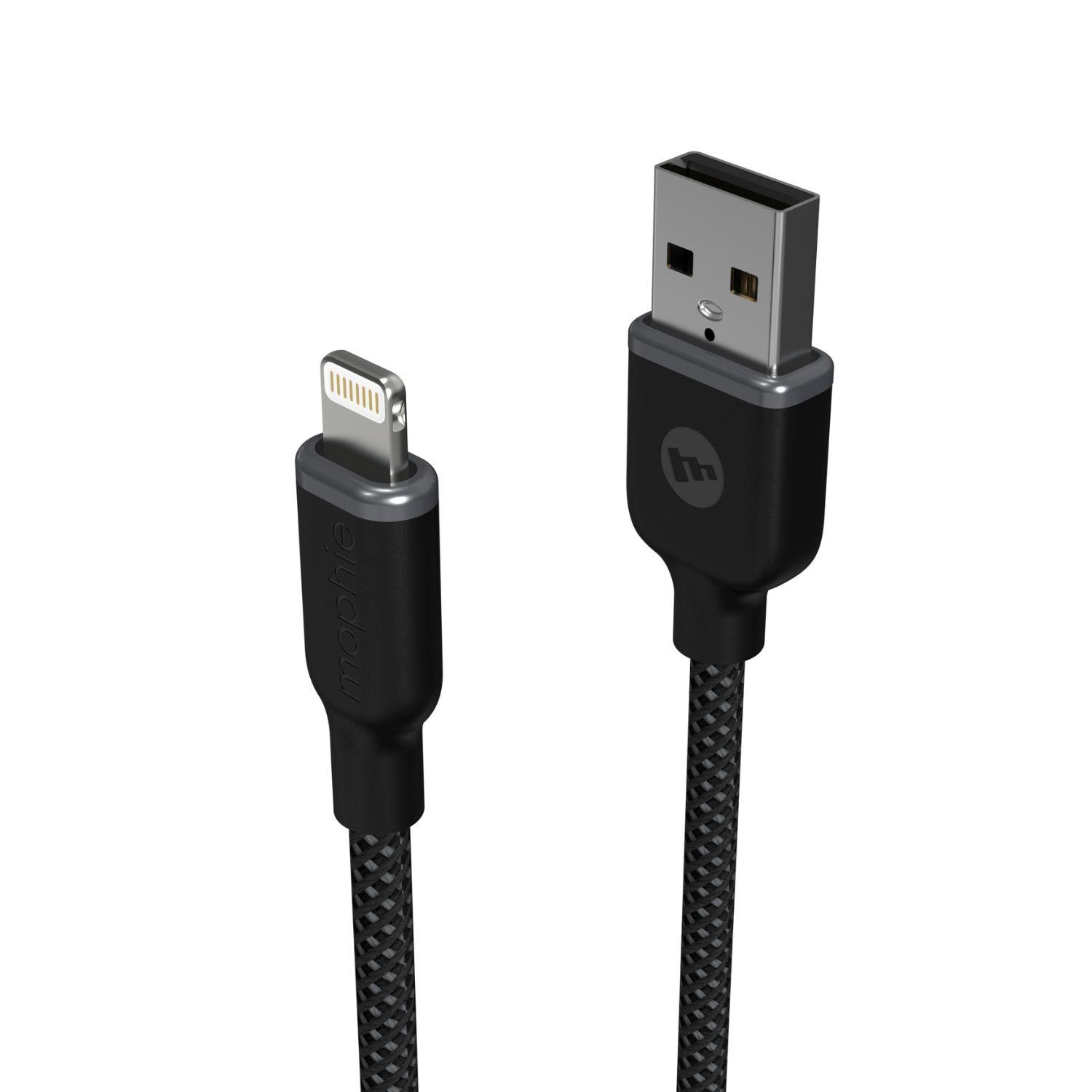 Cable USB-A a Lightning 1.0 Mt trenzado Mophie negro-7