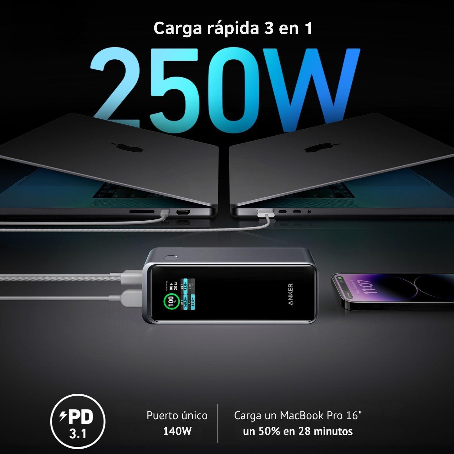 Bateria 26.750 mAh 1xUSB-A 2xUSB-C 250W Anker Prime Gris-1