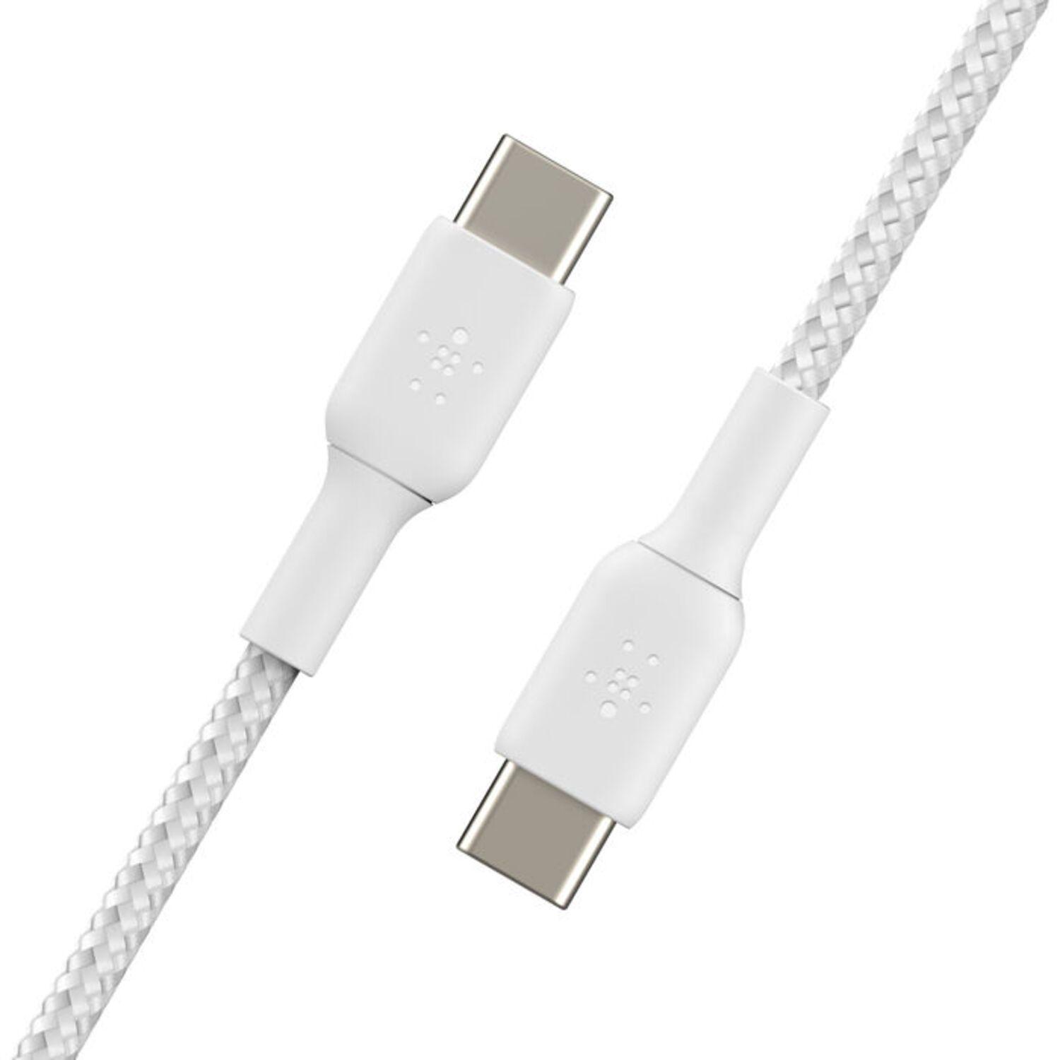 BOOST CHARGE Cable trenzado USB-C a USB-C Blanco-2
