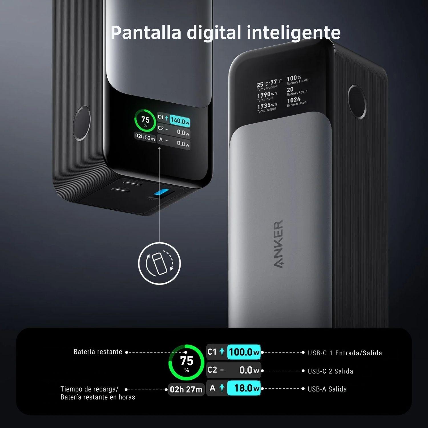Bateria Externa Prime 20,000mAh 130W  Anker Negro-2