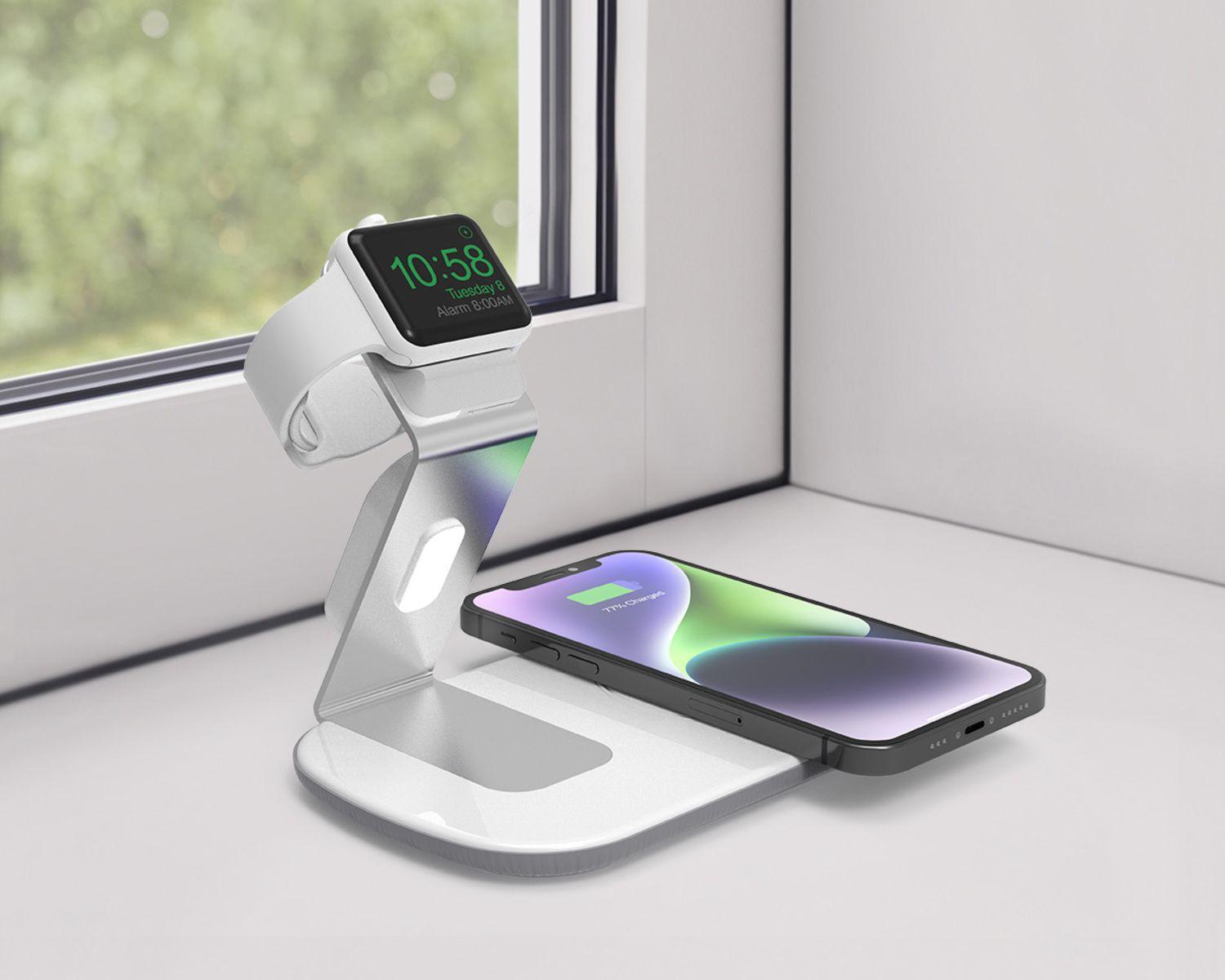 Base de carga inalambrica Dual iPhone y Apple Watch Dusted-4