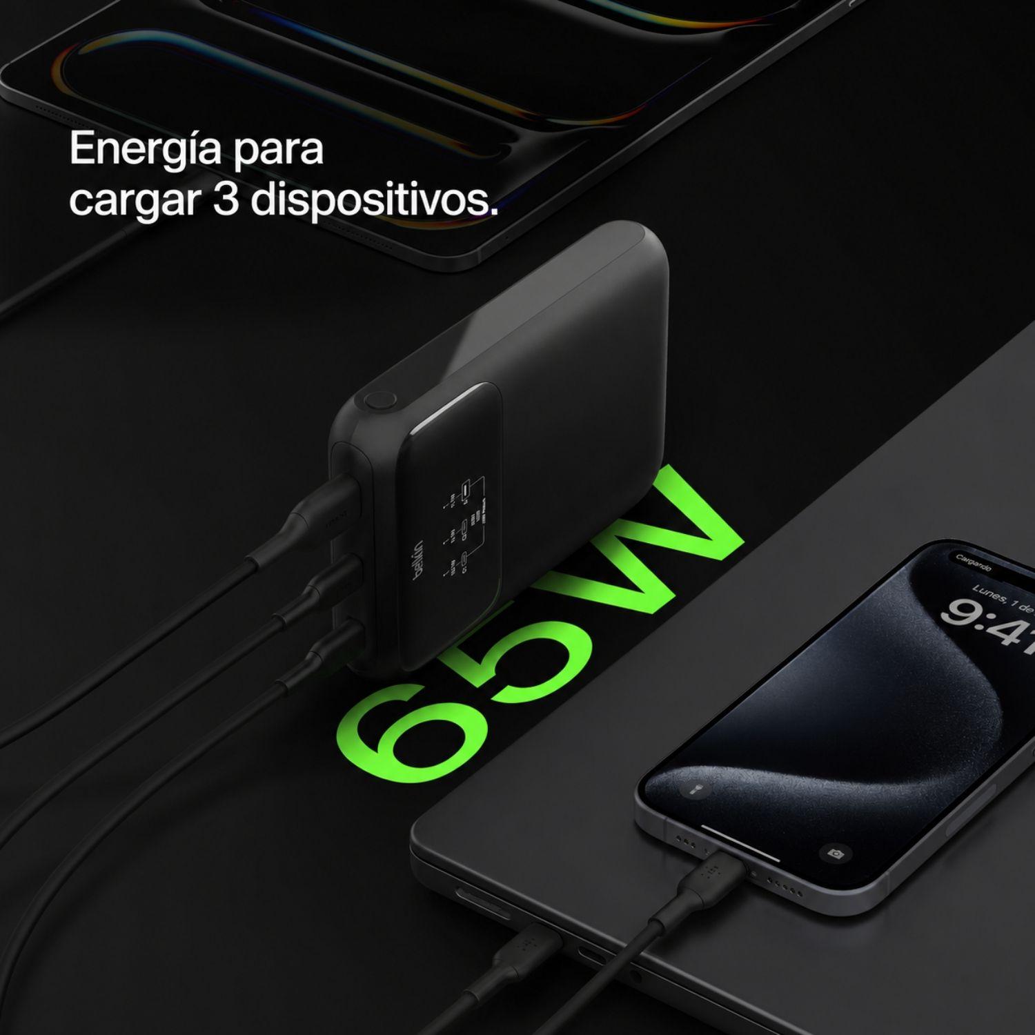 Batería 20.000 mAh 2xUSB-C 1xUSB-A 65W Pro Belkin negro-2