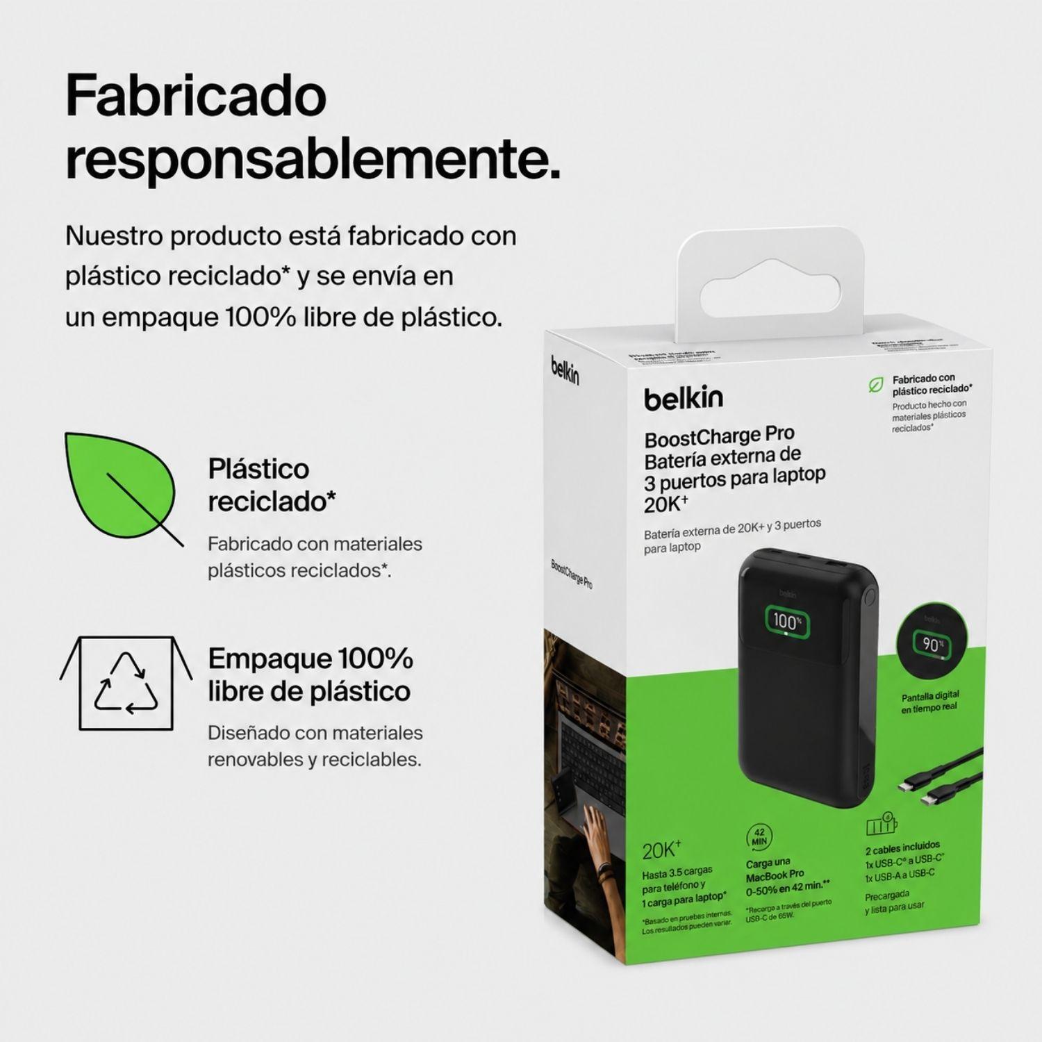 Batería 20.000 mAh 2xUSB-C 1xUSB-A 65W Pro Belkin negro-4